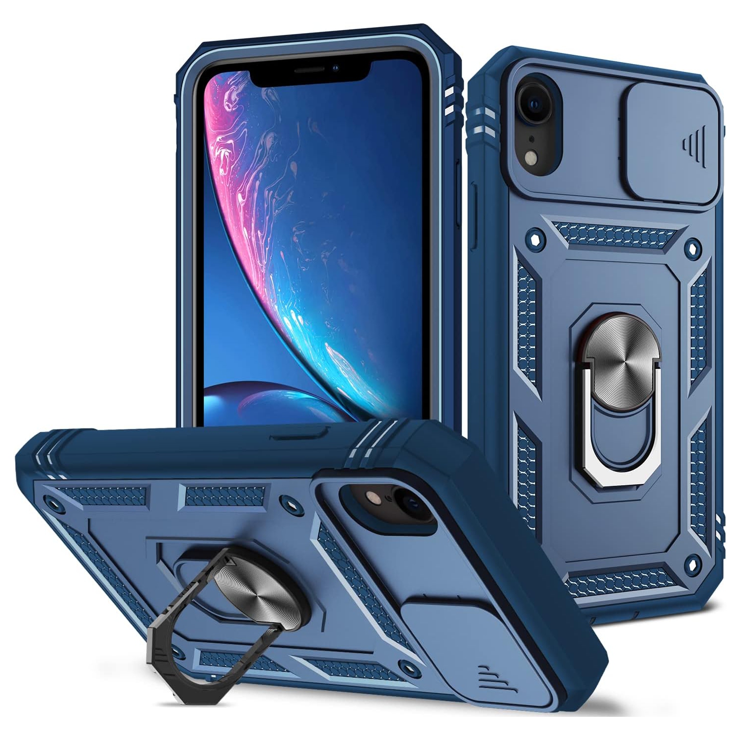 Case for iPhone Xs Max,Silicone Heavy-Duty Tough Rugged Lightweight Shockproof with Bracket Bumper Cover Case