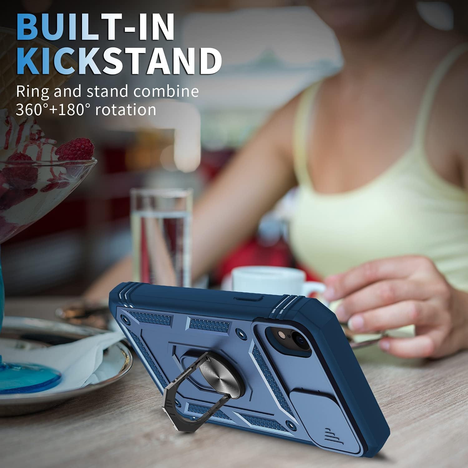 Case for iPhone Xs Max,Silicone Heavy-Duty Tough Rugged Lightweight Shockproof with Bracket Bumper Cover Case