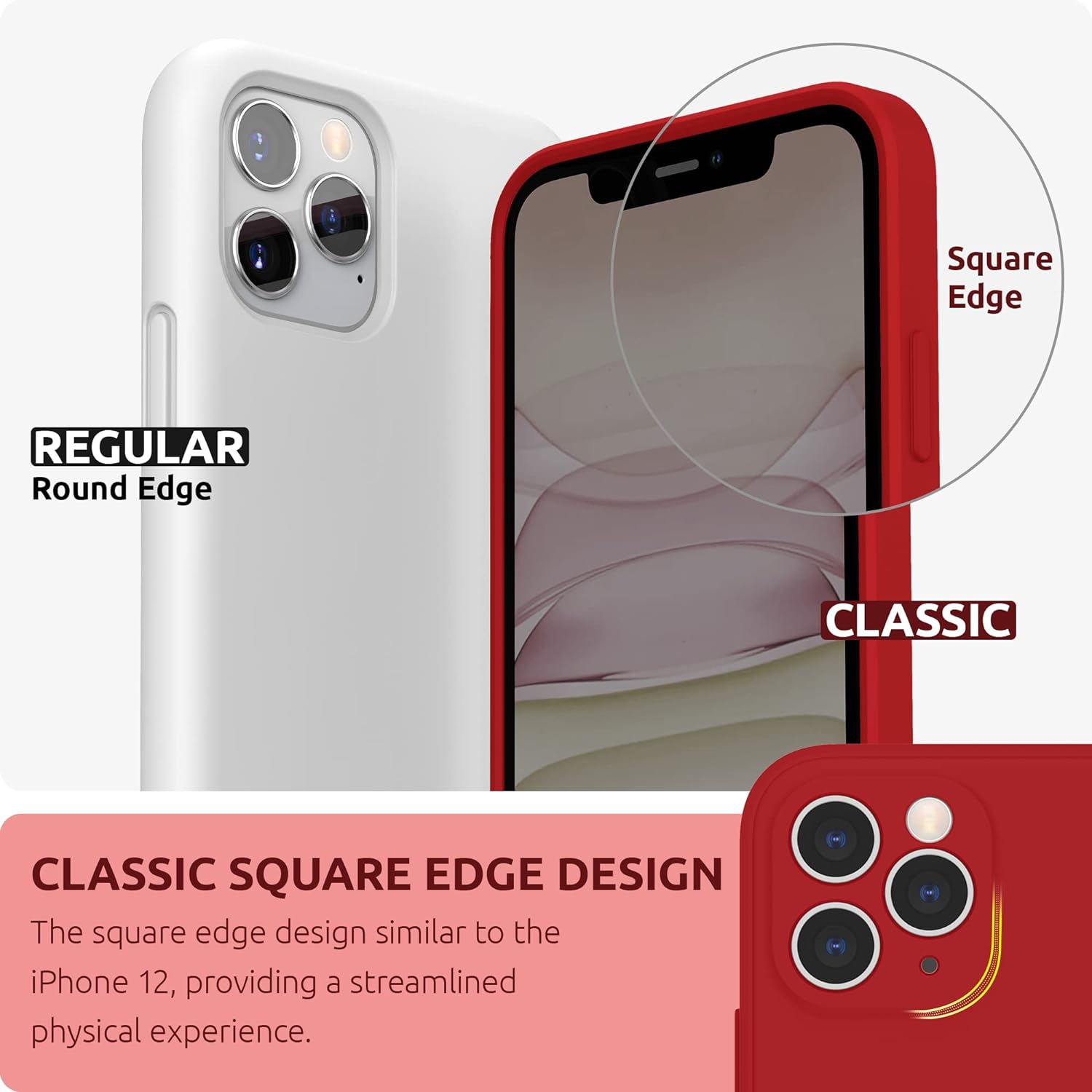 Silicone Case Compatible with iPhone 11 Pro Max, Soft Liquid Silicone Shockproof Flat Edge Phone Case