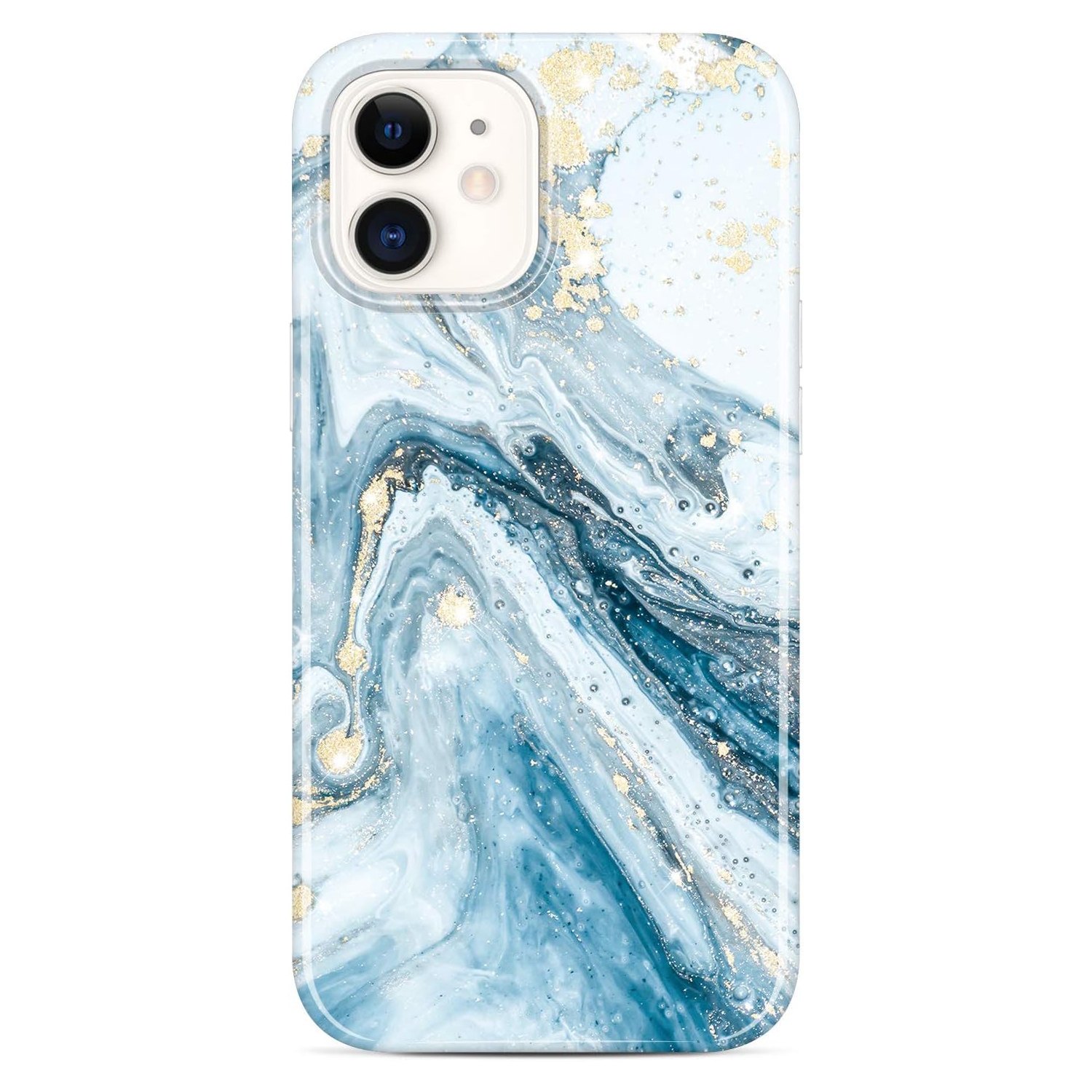 Gold Sparkle Glitter Case Compatible with iPhone 12 Mini Marble Design Slim Shockproof TPU Soft Rubber