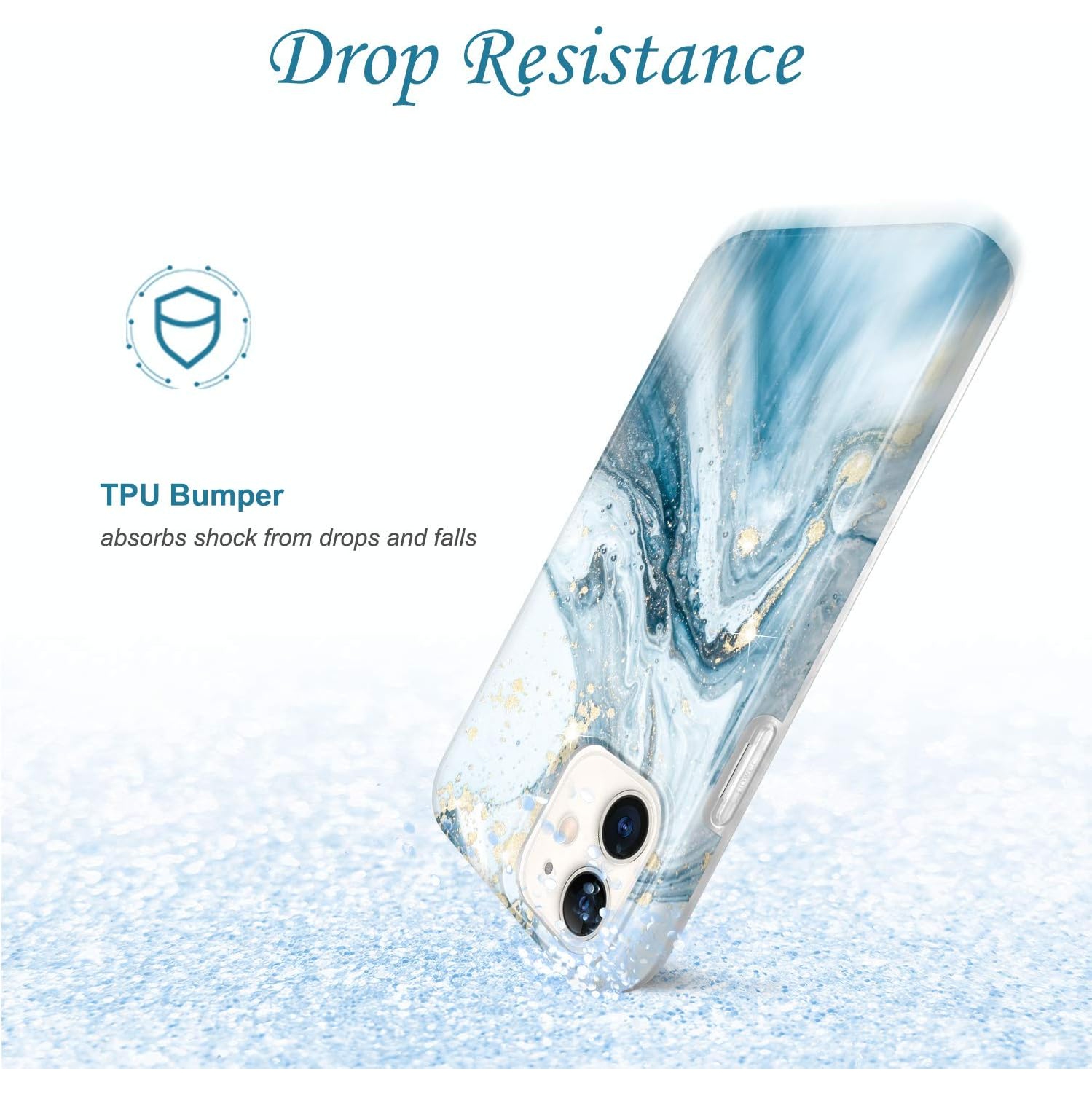 Gold Sparkle Glitter Case Compatible with iPhone 12 Mini Marble Design Slim Shockproof TPU Soft Rubber