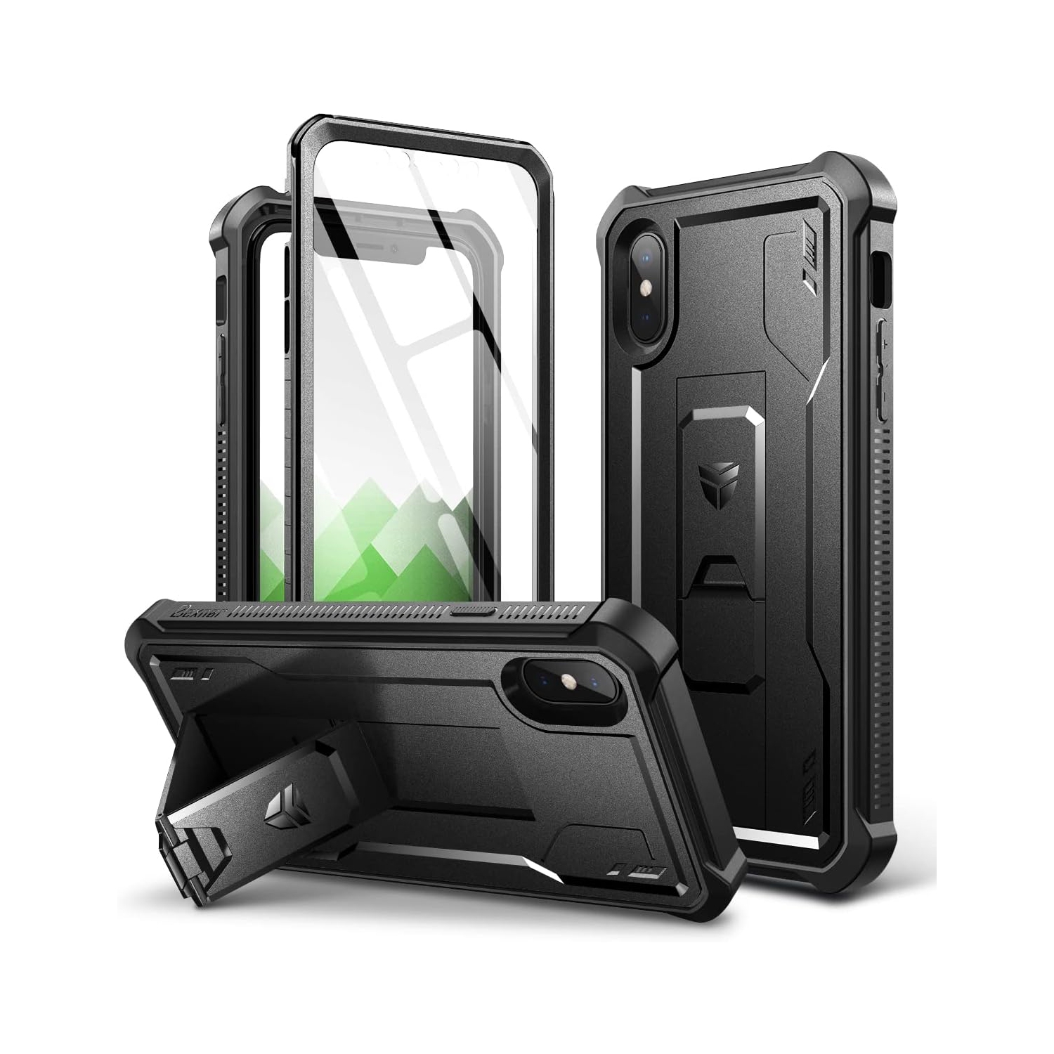 Case for iPhone Xs 360 Full Body Heavy Duty Rugged Shockproof Military Drop Tested Protective Cover Built in