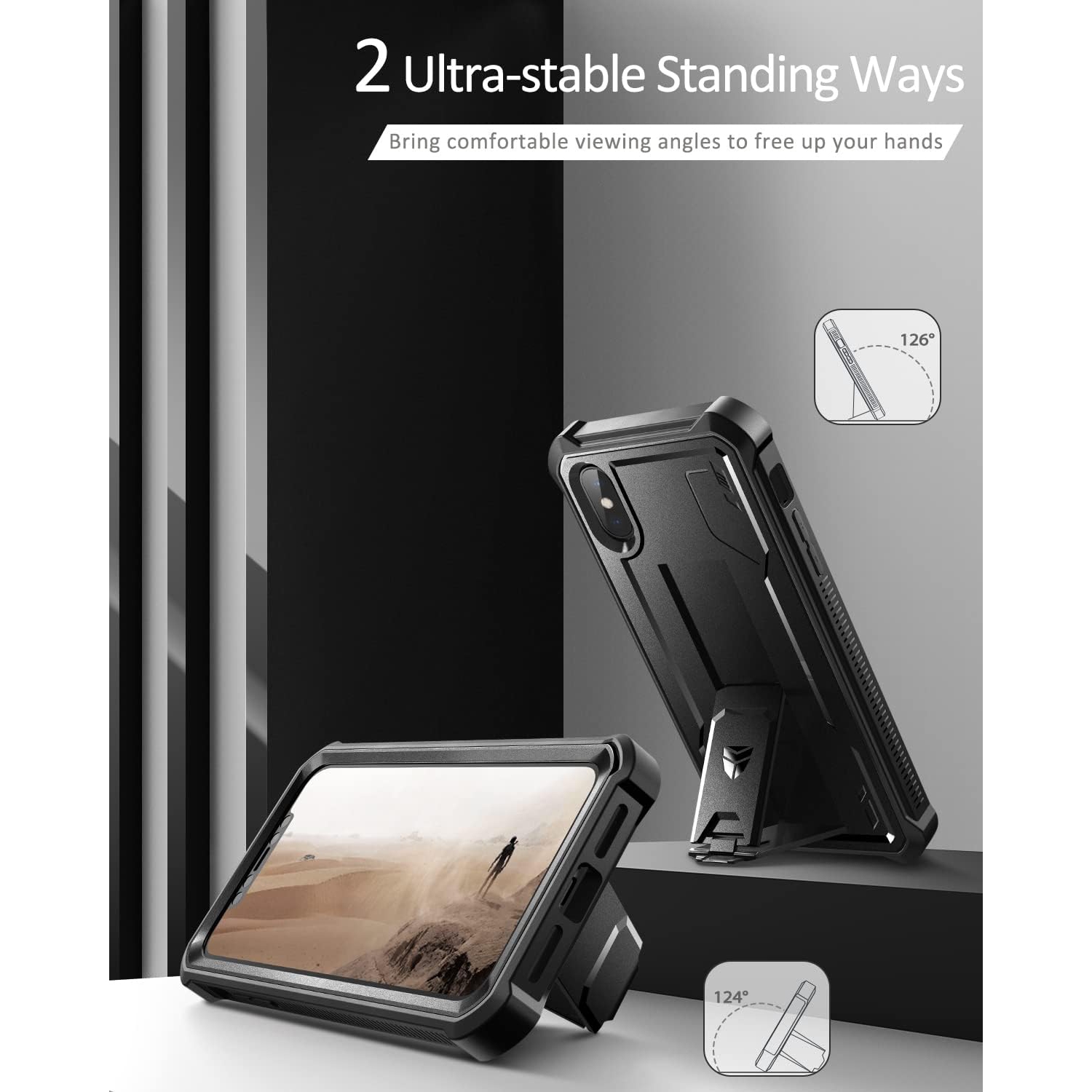 Case for iPhone Xs 360 Full Body Heavy Duty Rugged Shockproof Military Drop Tested Protective Cover Built in