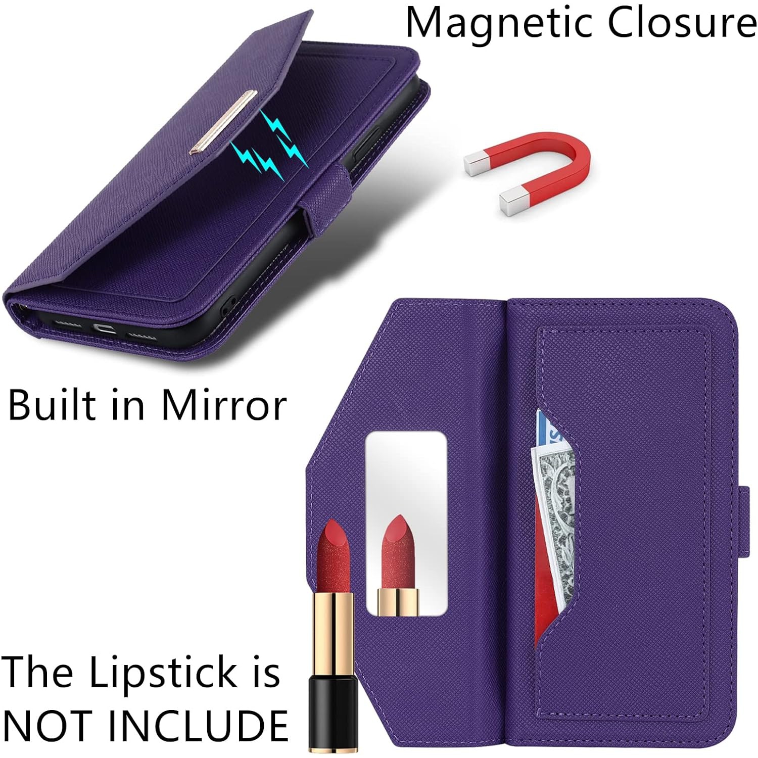 Crossbody Wallet for iPhone 14 Plus Case with Adjustable Lanyard Strap Credit Card Holder 6.7",PU Leather