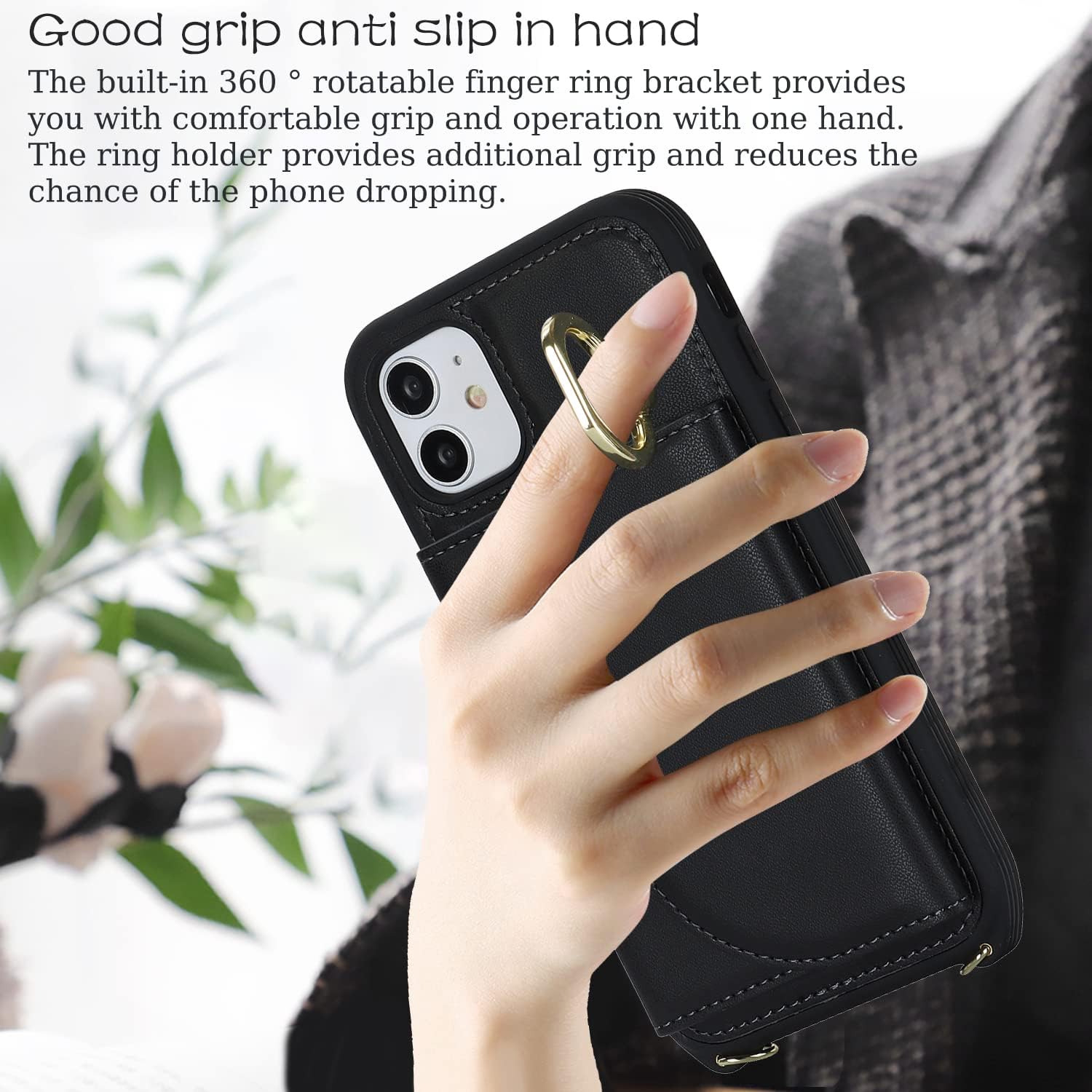 etui iPhone 11 Phone Case with Card Holder,iPhone 11 Wallet case Crossbody for Women, Phone Cover with Credit