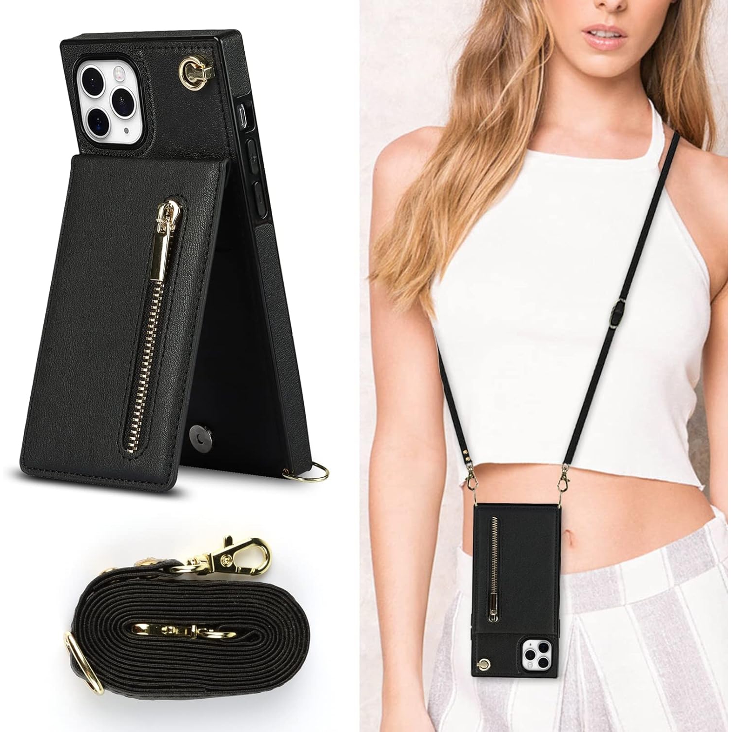 Crossbody Phone Case for iPhone 11 Pro Case with Card Holder for Women,iPhone 11 Pro Case Wallet with Strap