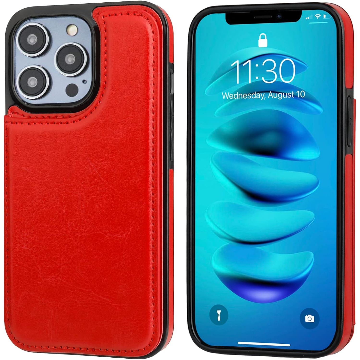 Compatible with iPhone 14 Pro Max Wallet Case with Card Holder, PU Leather Kickstand Card Slots Case, Double