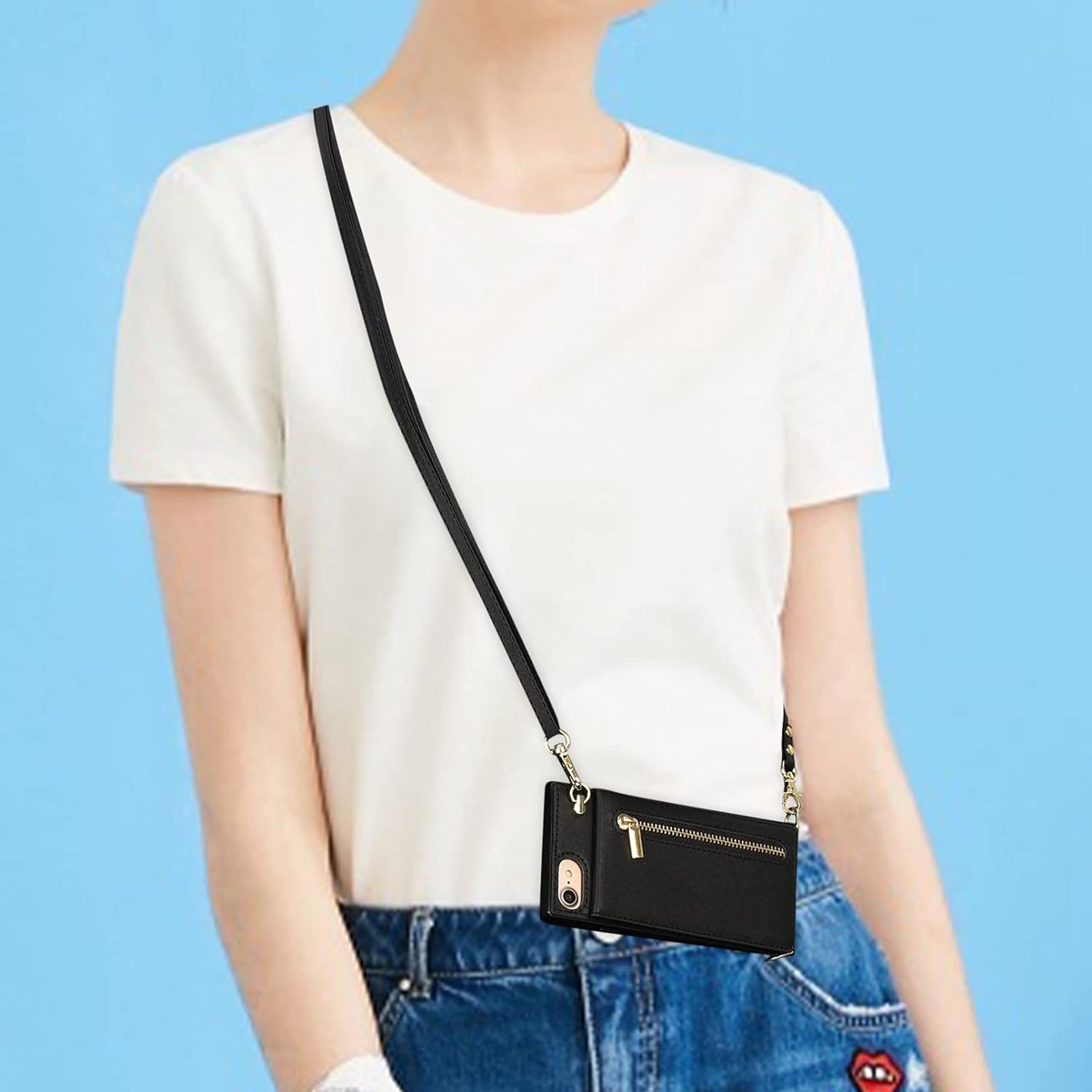 Crossbody Phone Case for iPhone SE 2022/2020 Case with Card Holder for Women,iPhone 7/8 Case Wallet with Strap