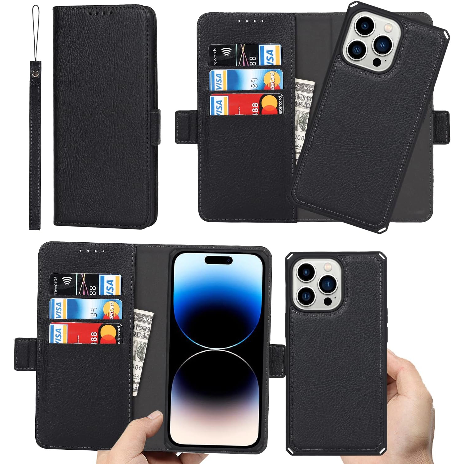 etui iPhone 14 Pro Max Case Wallet Detachable,iPhone 14 pro max Phone case with Card Holder for Women,flip Cell