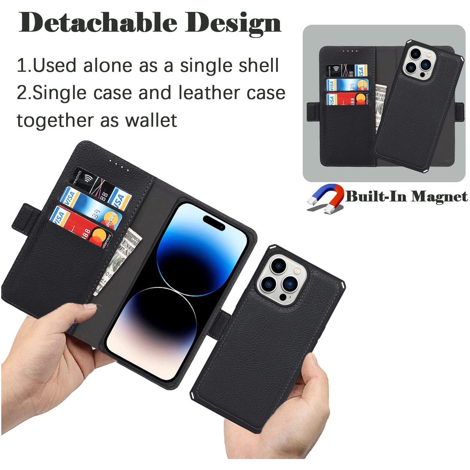 etui iPhone 14 Pro Max Case Wallet Detachable,iPhone 14 pro max Phone case with Card Holder for Women,flip Cell