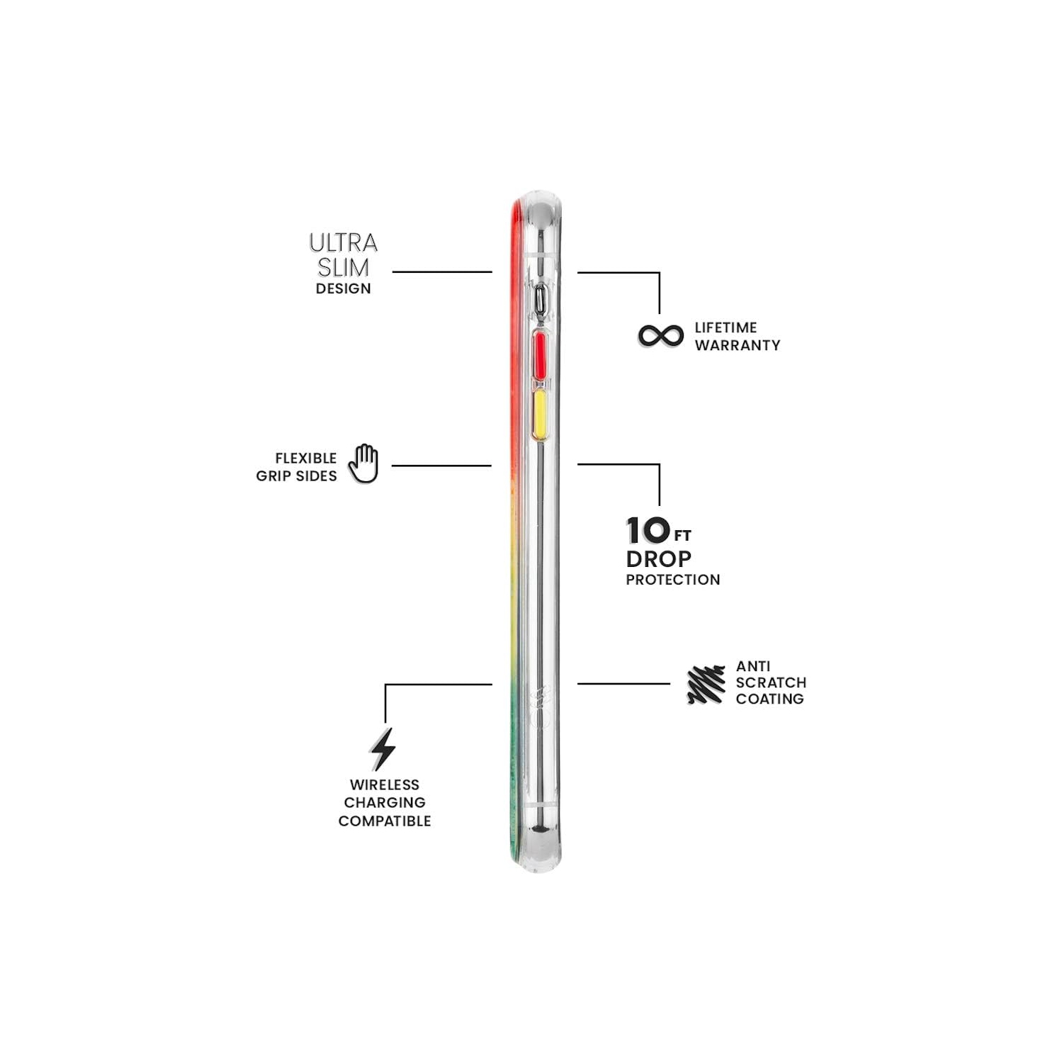 - iPhone 11 Pro Case - Tough Watercolor - Real Ink Swirl - 5.8 - Rainbow Splash