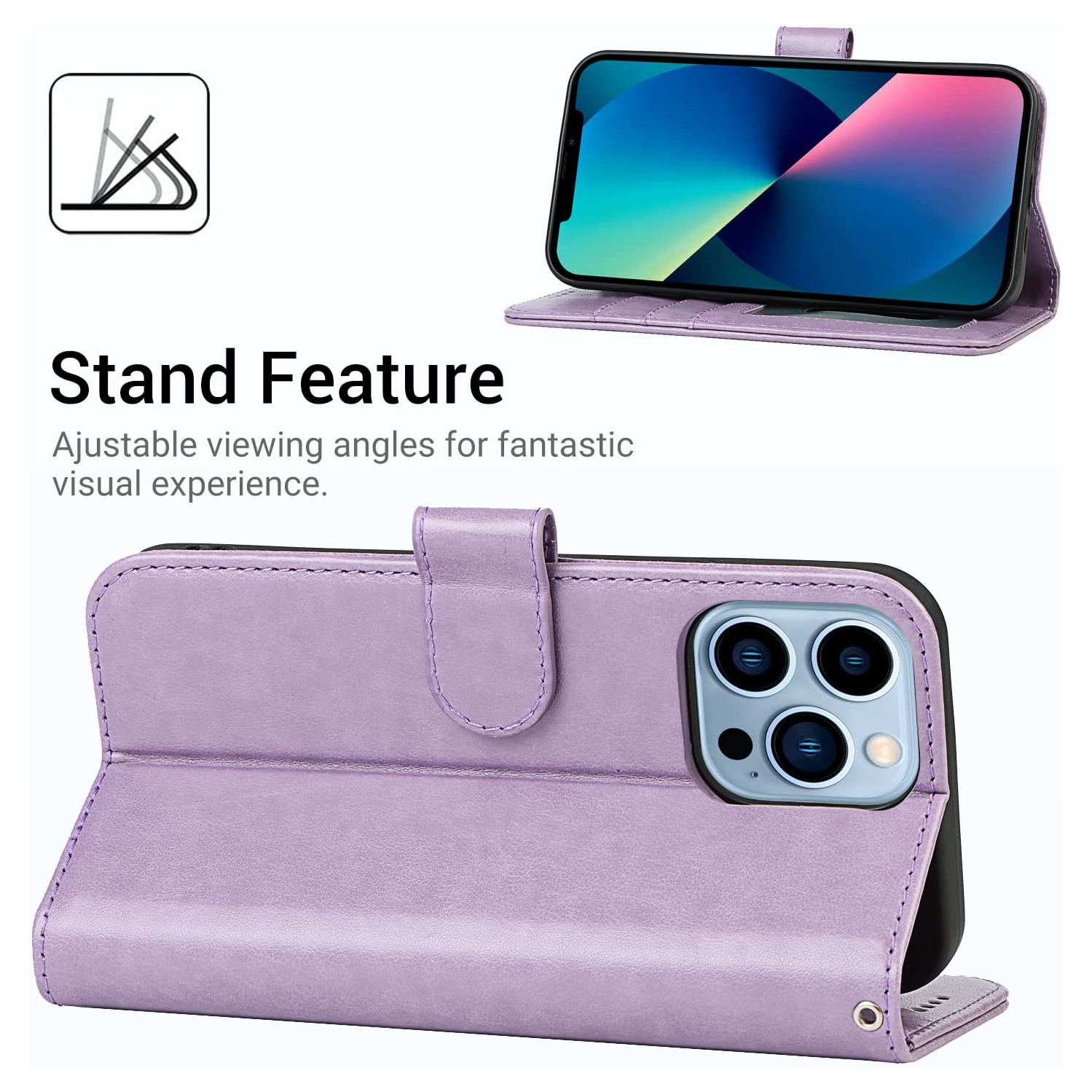 iPhone 13 Pro Wallet Case,Premium Leather Card Holder Card Slot Magnetic Closure Flip Kickstand Women Wallet