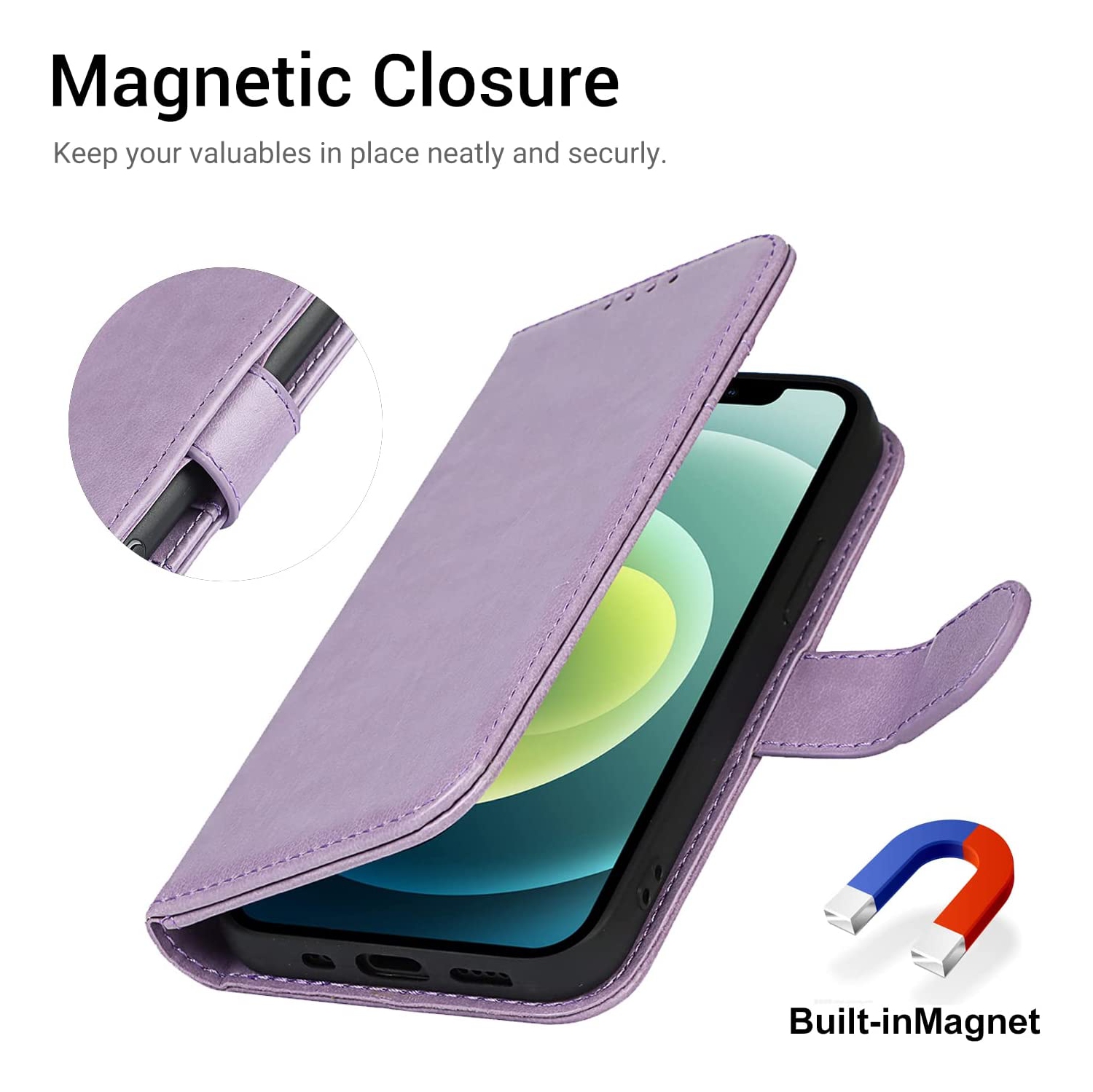 iPhone 13 Pro Wallet Case,Premium Leather Card Holder Card Slot Magnetic Closure Flip Kickstand Women Wallet