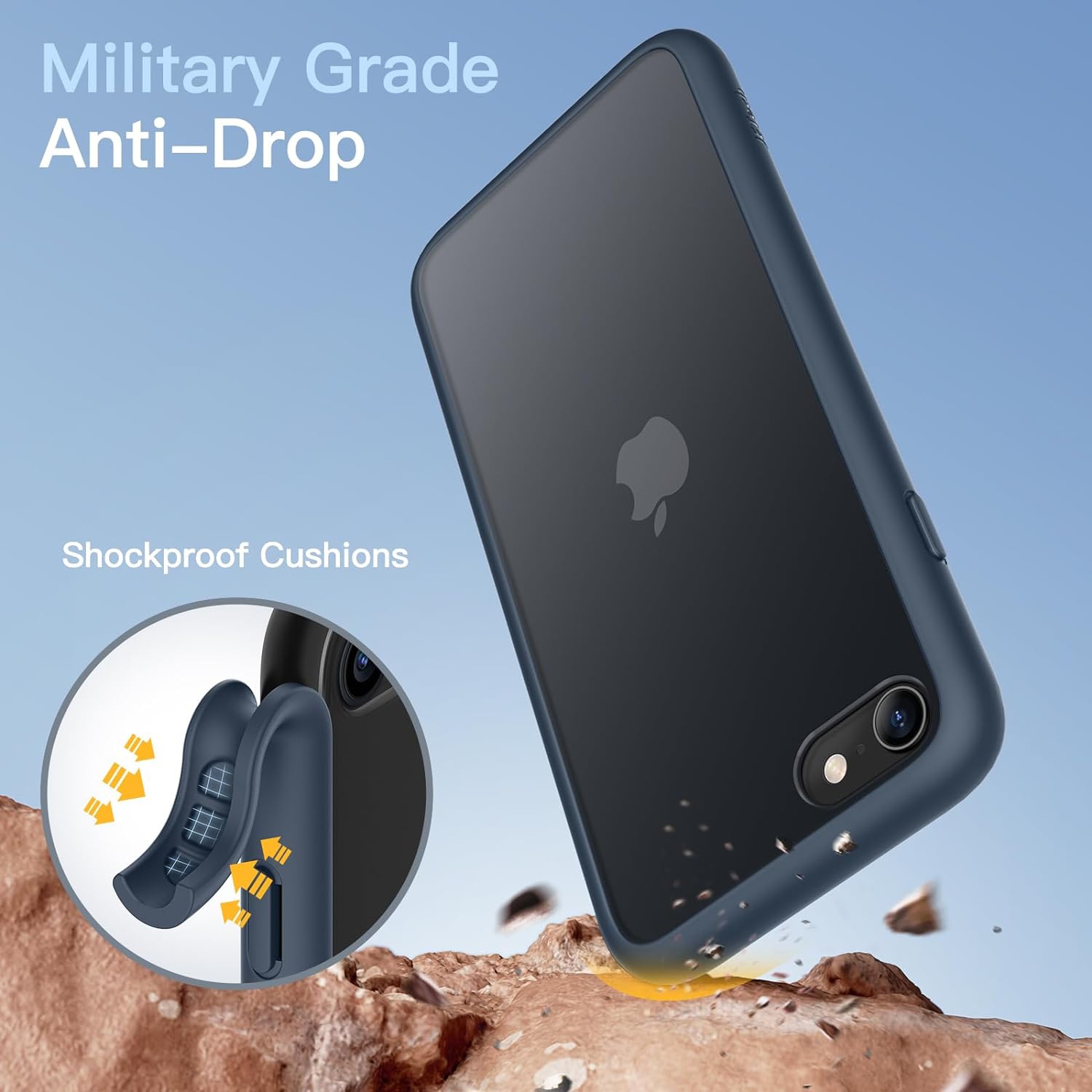 Matte Case for iPhone SE 3/2, iPhone 8/7, 4.7-Inch, Shockproof Military Grade Drop Protection,