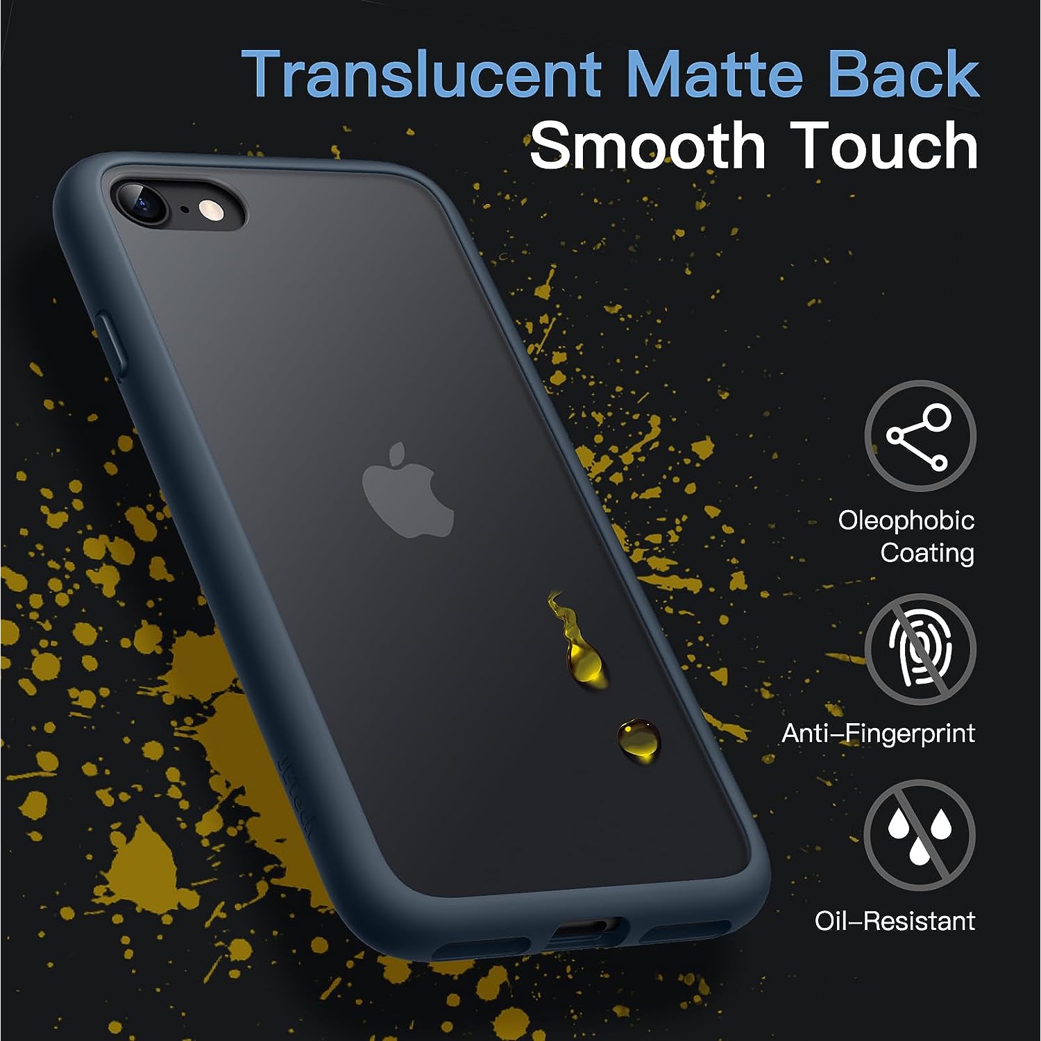 Matte Case for iPhone SE 3/2, iPhone 8/7, 4.7-Inch, Shockproof Military Grade Drop Protection,
