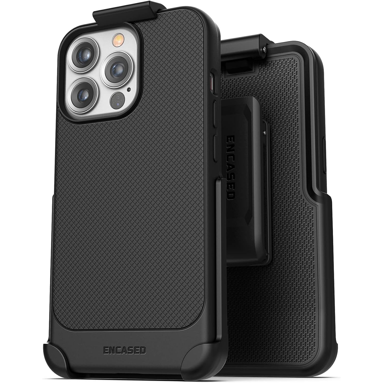 Thin Armor Designed for iPhone 13 Pro Belt Clip Case, Slim Grip Phone Cover with Holster - Black