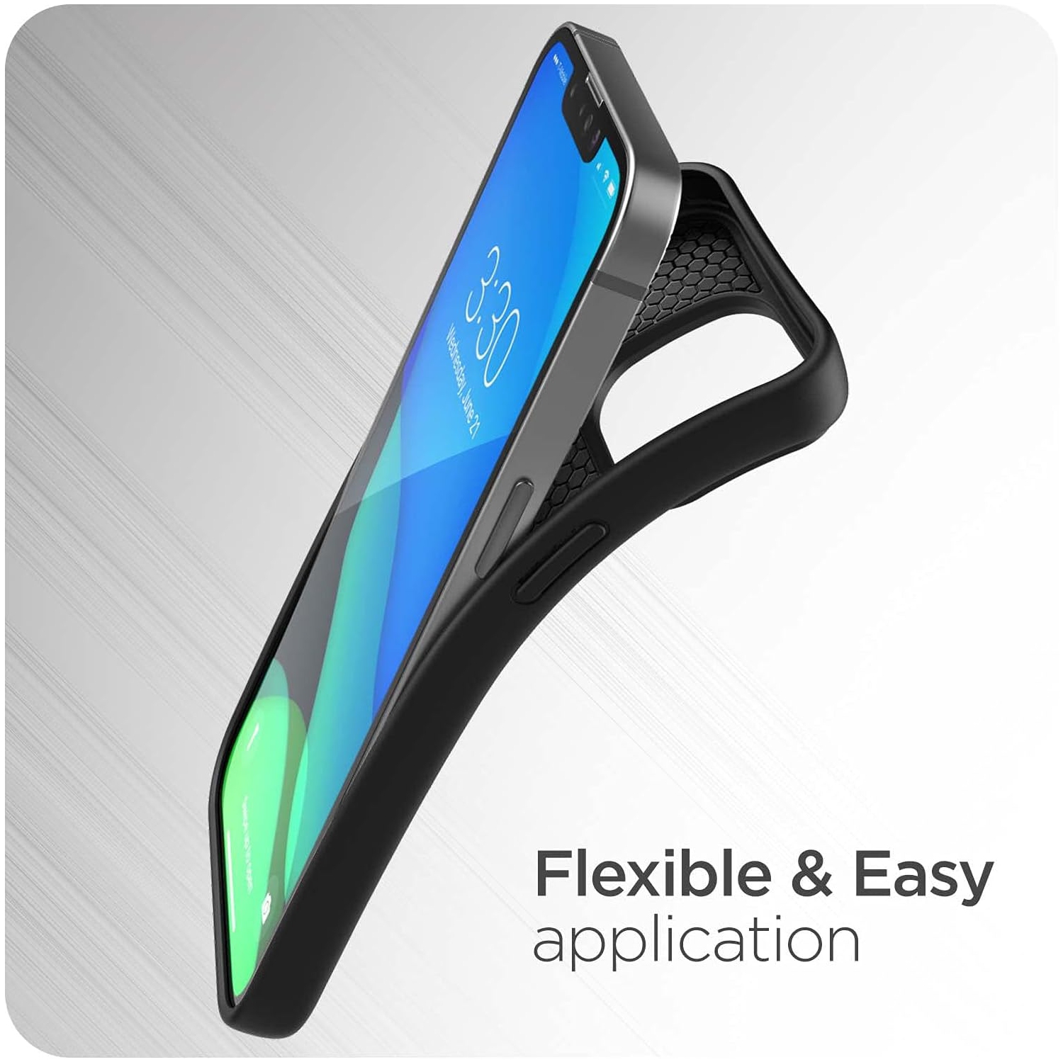 Thin Armor Designed for iPhone 13 Pro Belt Clip Case, Slim Grip Phone Cover with Holster - Black