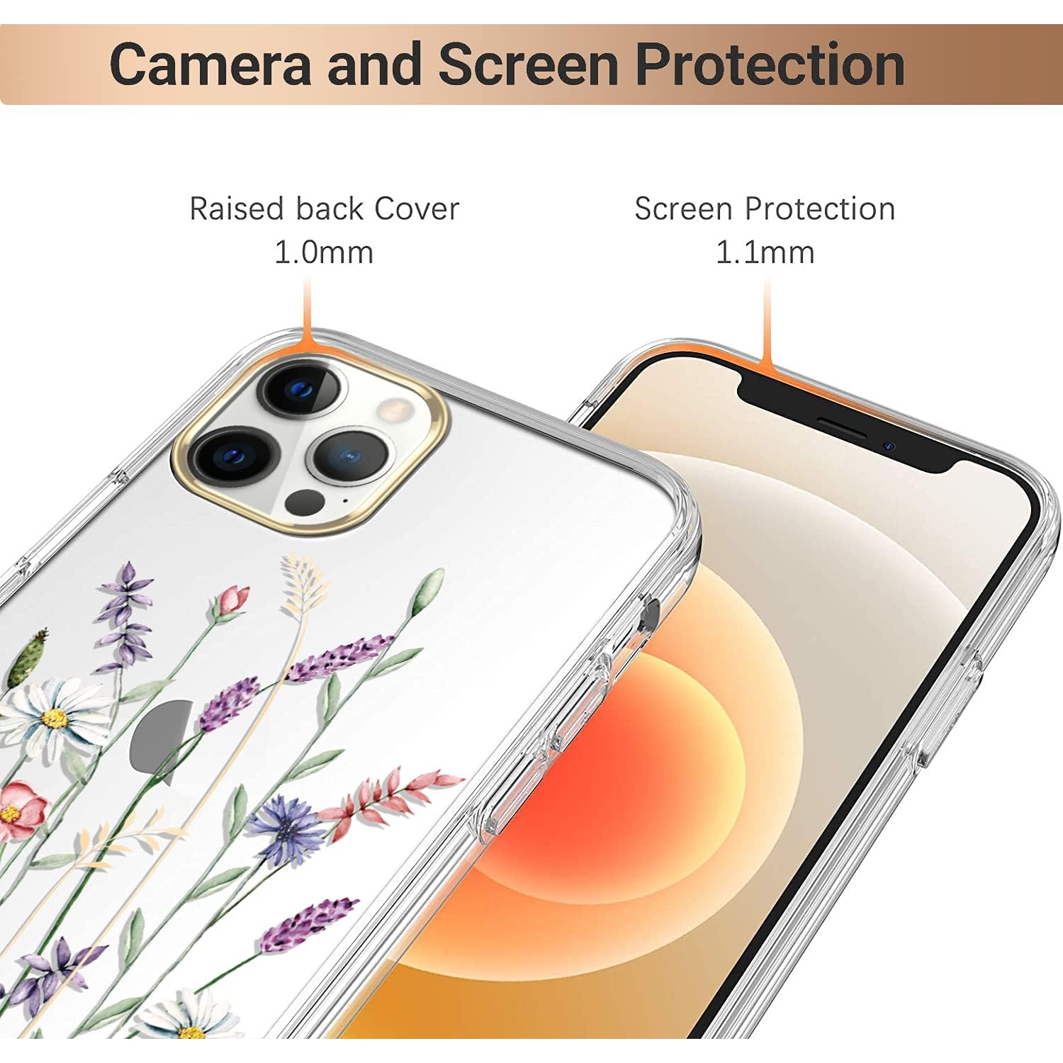 iPhone 11 Pro Case,iPhone 11 Pro Cute Case with Flowers,for Girly Women,Shockproof Clear Floral Pattern Hard