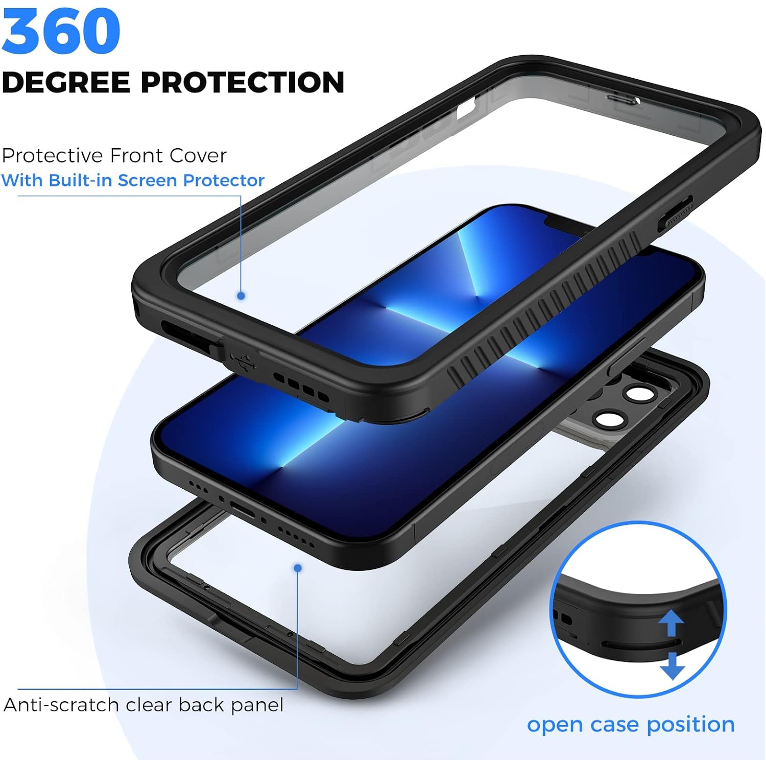 for iPhone 13 Pro Waterproof Case [Not for iPhone 13] with Built-in Screen Protector Shockproof Snowproof
