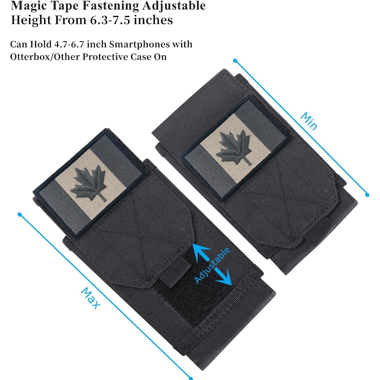 Étui étanche pour téléphone cellulaire Molle Black Tactical, sac robuste pour étui pour téléphone iPhone 11 12 13 Pro Max