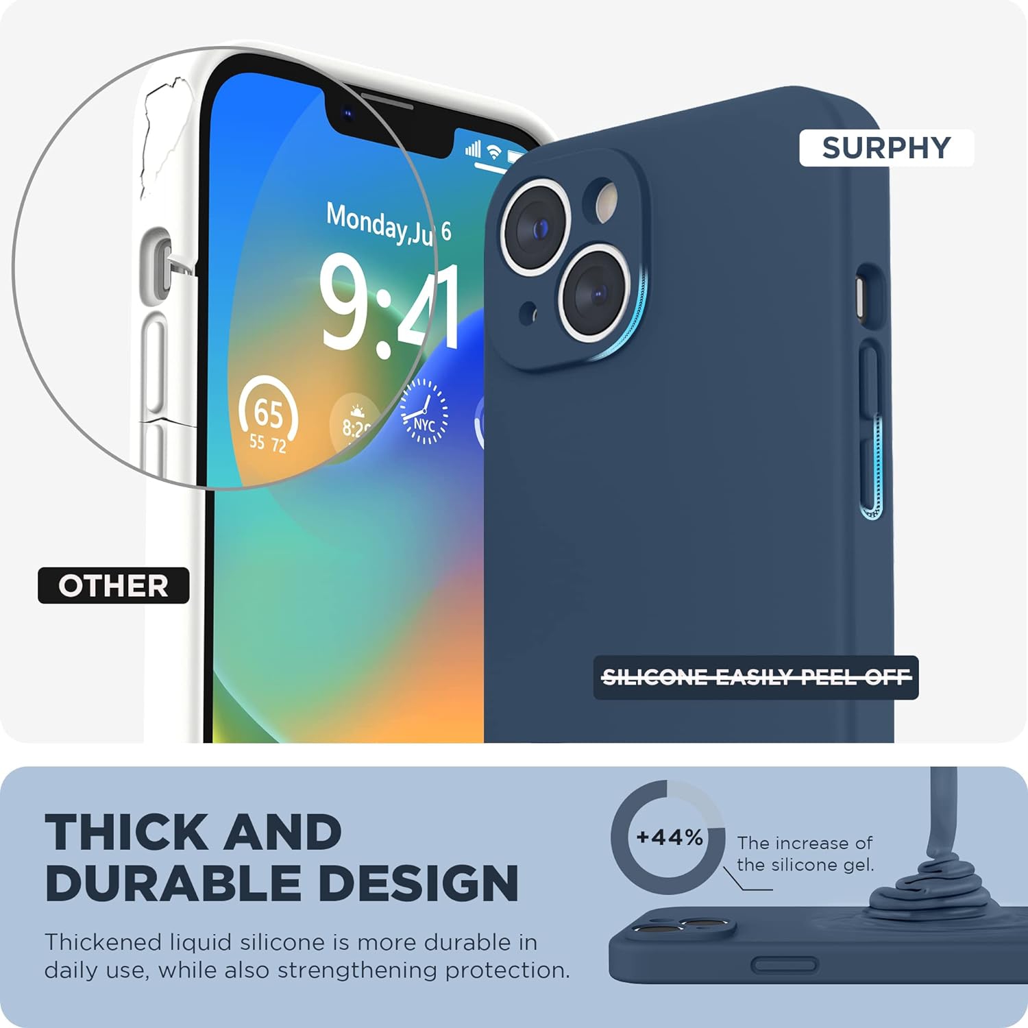 Silicone Case Compatible with iPhone 14 Case 6.1 inch, with Camera Protection Liquid Silicone Soft Gel