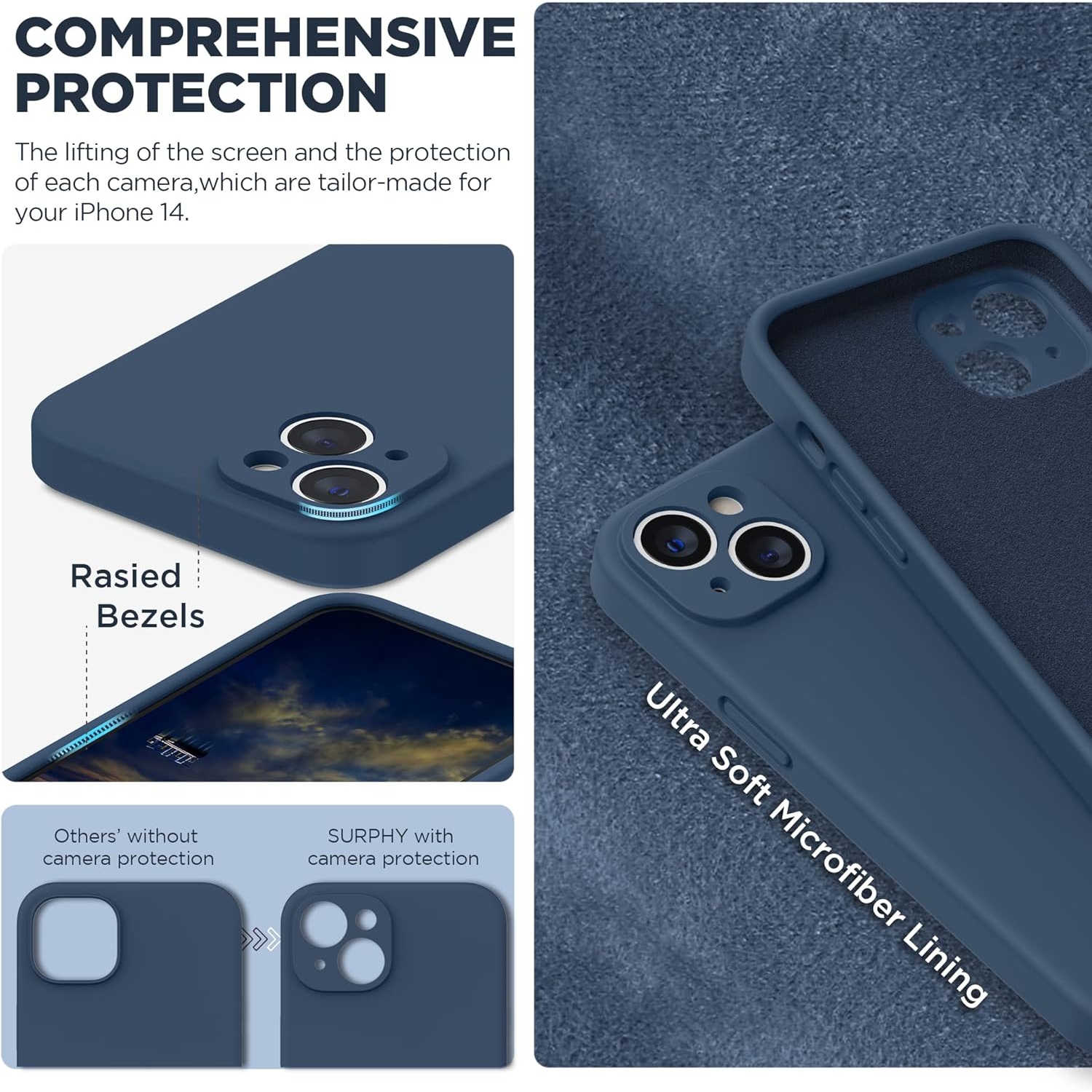 Silicone Case Compatible with iPhone 14 Case 6.1 inch, with Camera Protection Liquid Silicone Soft Gel