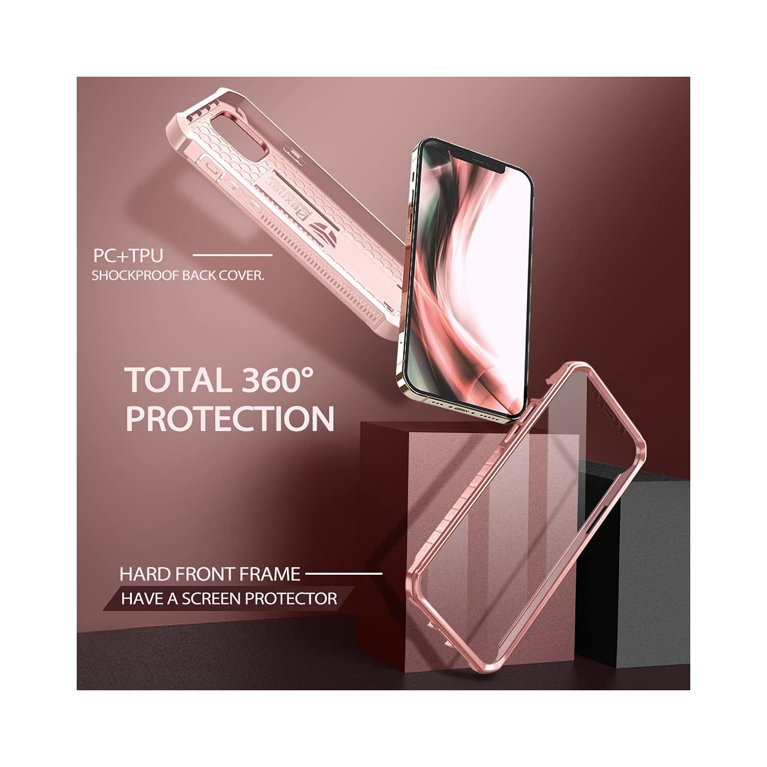 Case Compatible with iPhone 12 & 12 Pro [6.1 inch] 360 Full Body Heavy Duty Military Grade Shockproof Hard Back