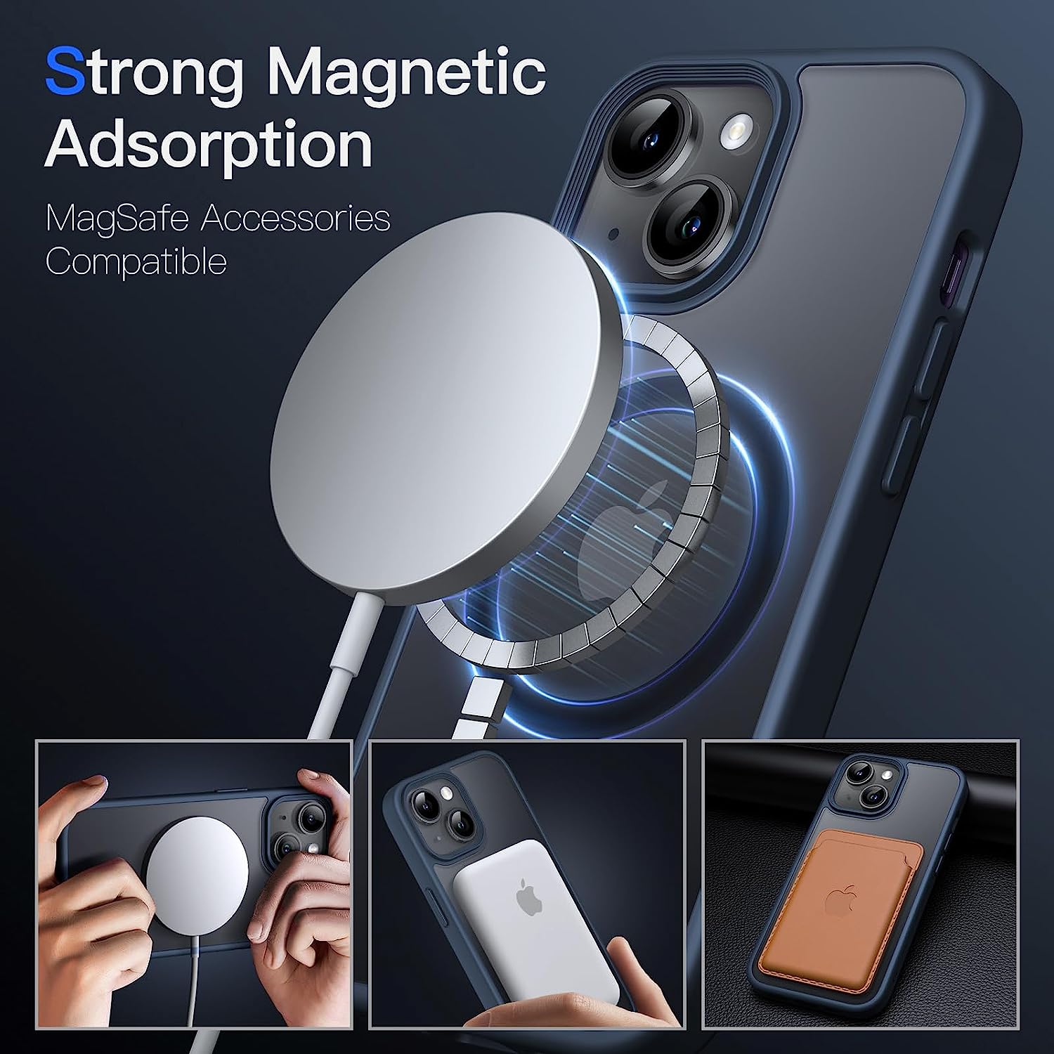 Magnetic Case for iPhone 14 6.1-Inch Compatible with MagSafe, Translucent Matte Back Slim Shockproof Phone Cover