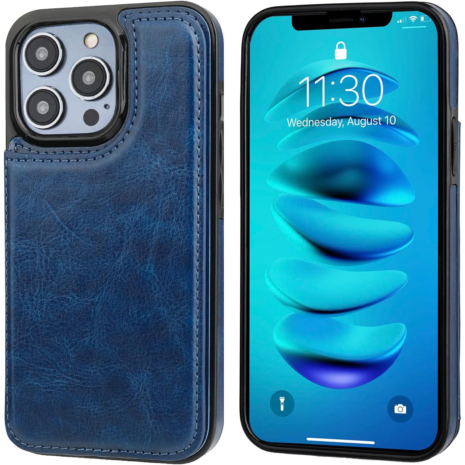 Compatible with iPhone 14 Pro Max Wallet Case with Card Holder, PU Leather Kickstand Card Slots Case, Double