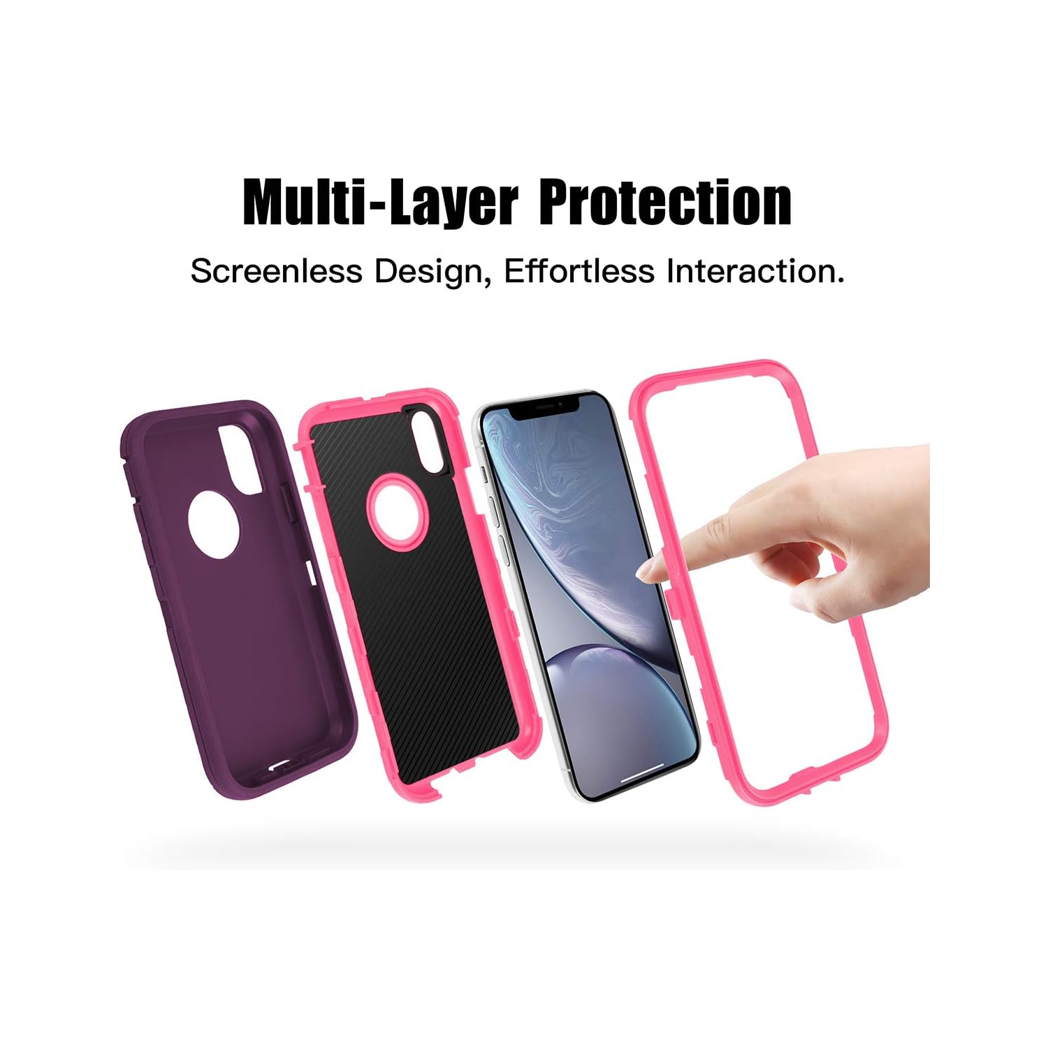 iPhone XR Heavy Duty Case, Shockproof Tough Case, Rugged 3-in-1 Triple-Layer Drop Protection Phone Cover