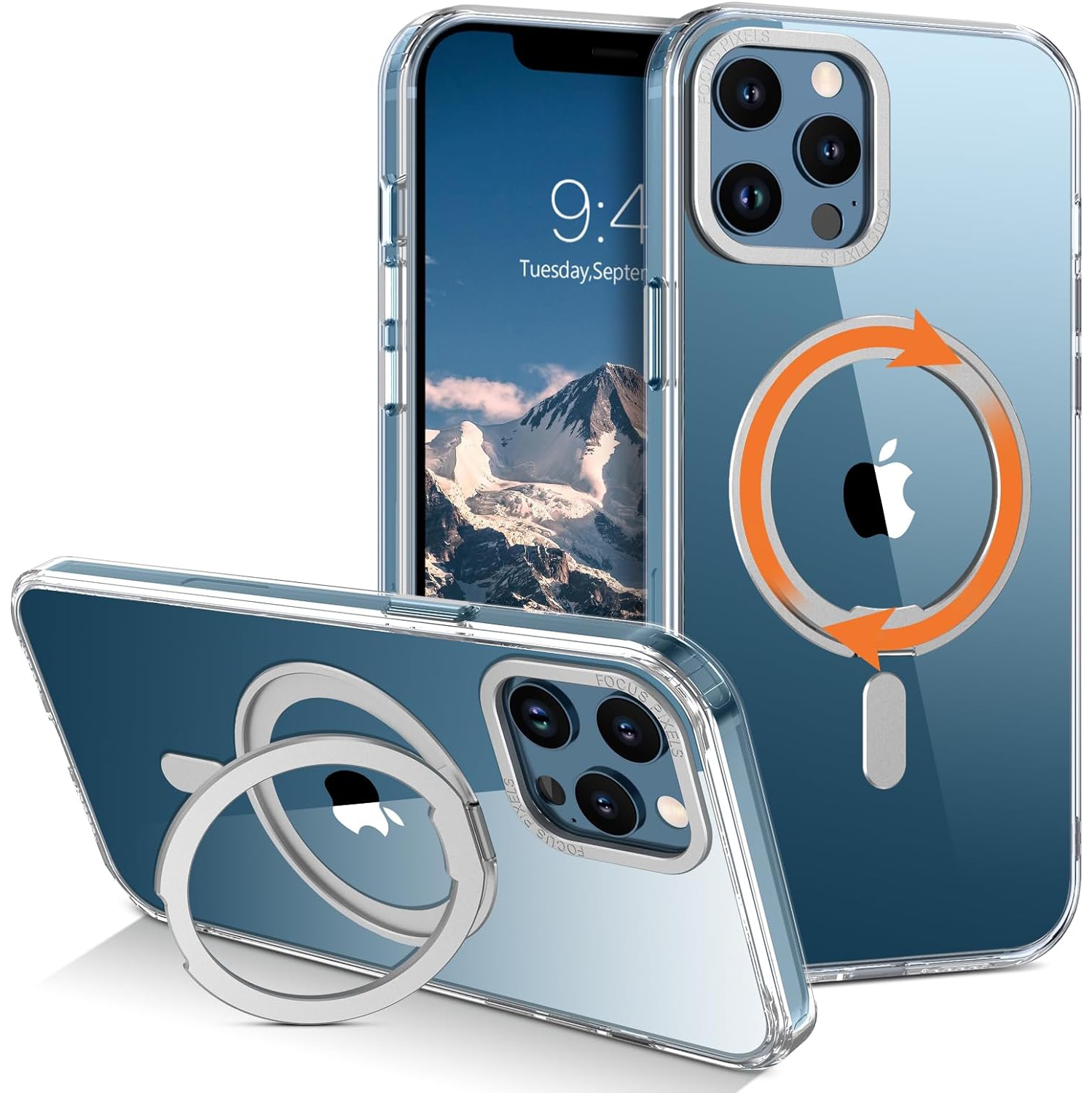 Anneau rotatif à 360° pour étui iPhone 12 Pro Max avec support, étui magnétique iPhone 12 Pro Max compatible