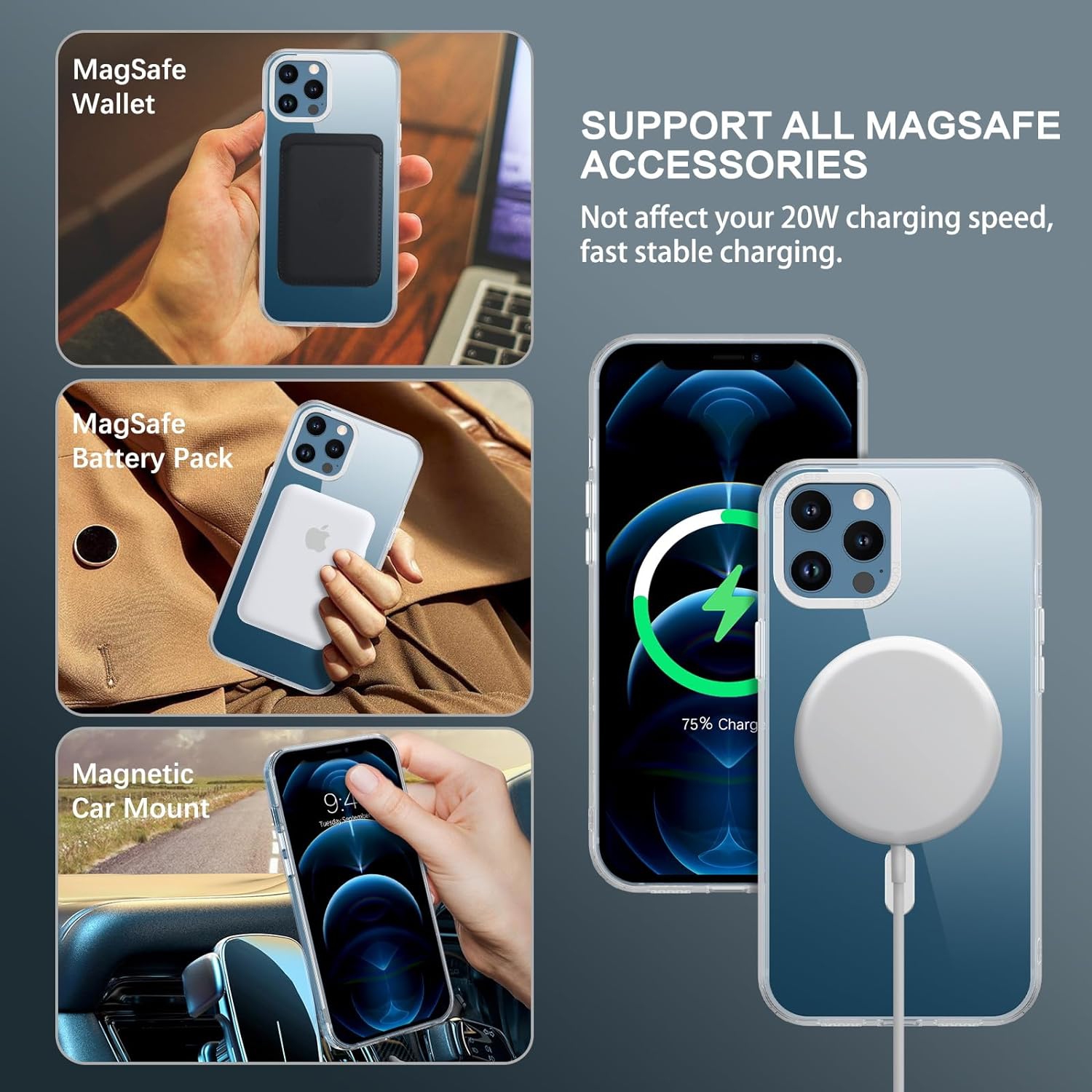 Anneau rotatif à 360° pour étui iPhone 12 Pro Max avec support, étui magnétique iPhone 12 Pro Max compatible