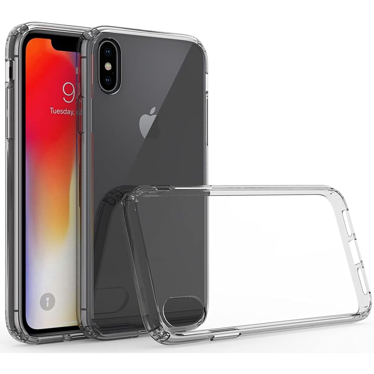 iPhone Xs Case/iPhone X Case Transparent Hard PC Back + Soft TPU Bumper, [Shock-Absorption] [Full Protection]