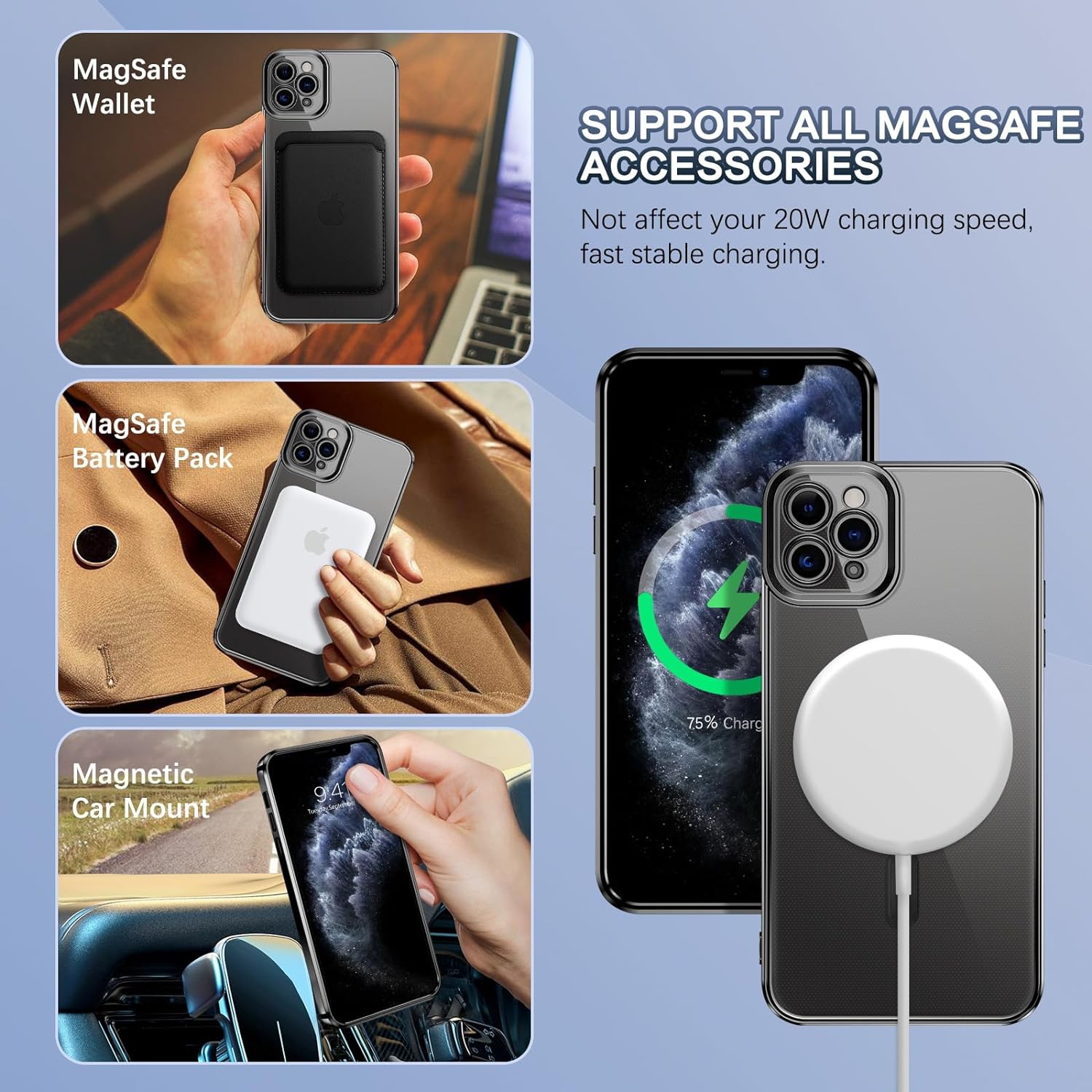 Magnetic Case for iPhone 11 Pro Max Compatible with Magsafe,Transparent iPhone 11 Pro Max Case Slim Cover Full