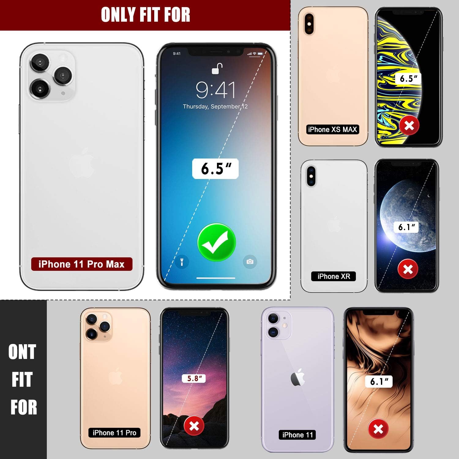 Compatible with iPhone 11 Pro Max Case Shockproof Waterproof Full Body Protective Heavy Duty Built-in Screen