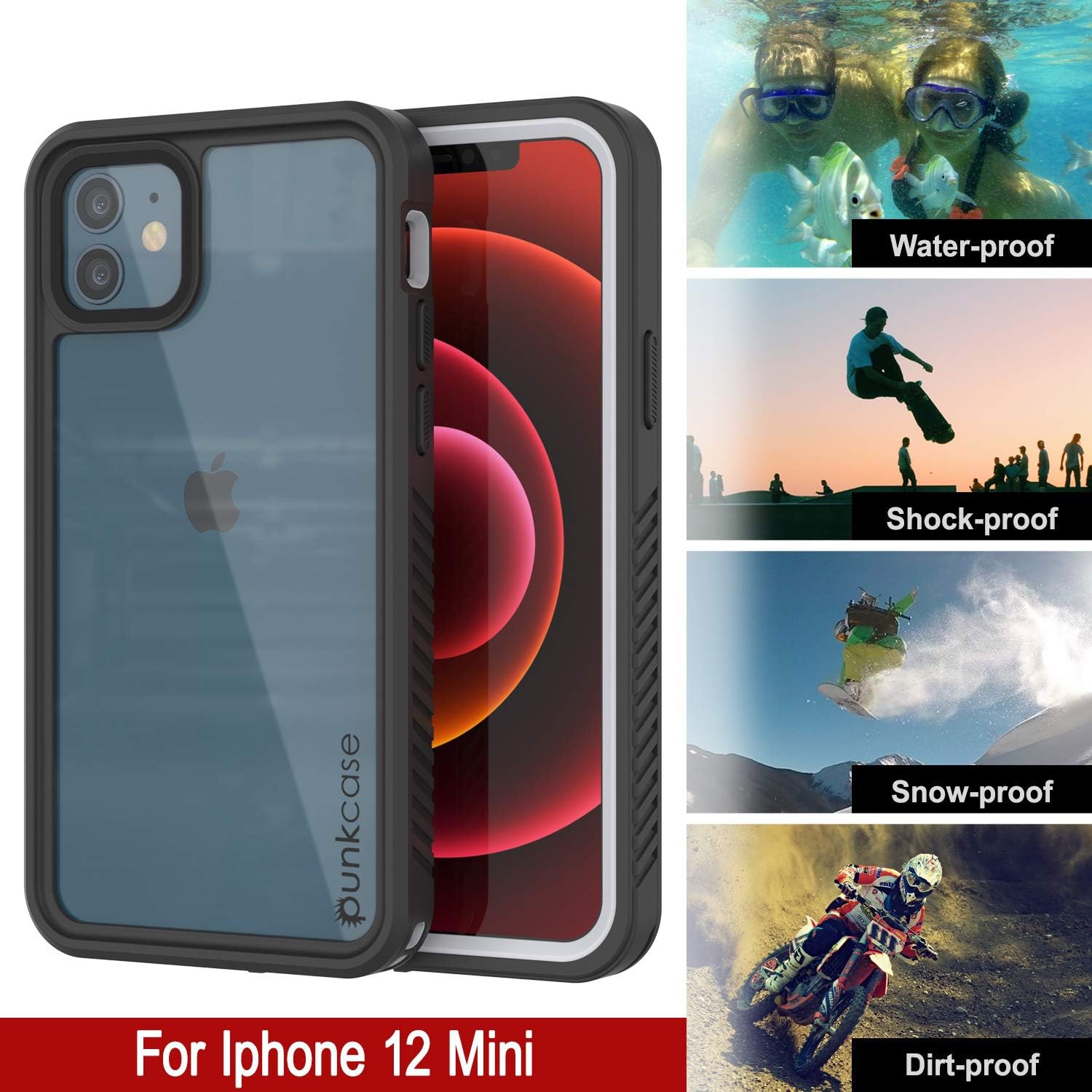 for iPhone 12 Mini Waterproof Case [Extreme Series] [Slim Fit] [IP68 Certified] [Shockproof] [Snowproof] Armor