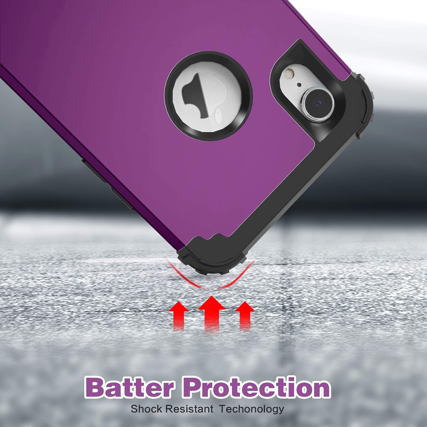 iPhone XR Case with Tempered Glass Screen Protector, 3 in 1 Shockproof Slim Hybrid Heavy Duty Hard PC Cover Soft