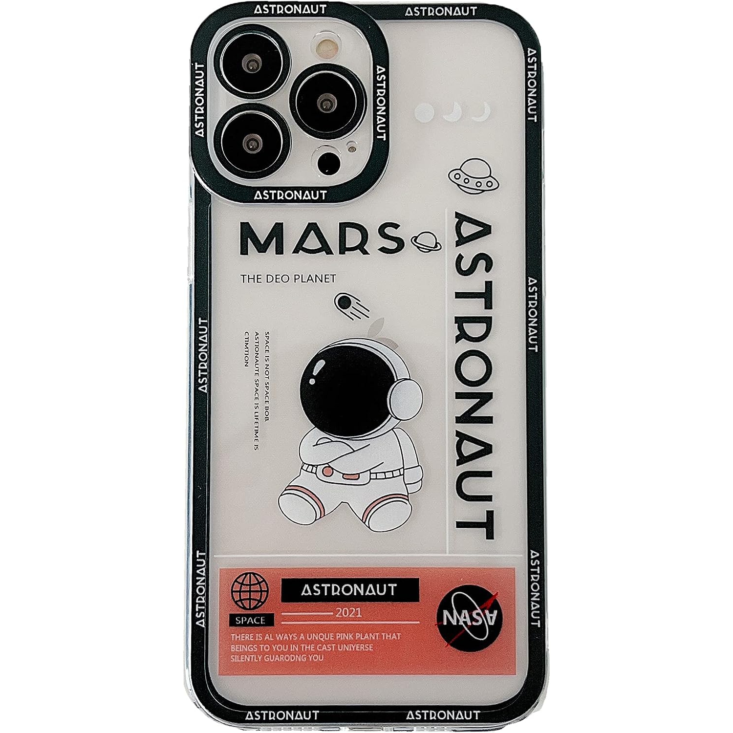 for iPhone 11 Pro Clear Cute Case, Cool Cartoon Astronaut Space Rocket Moon Design Stylish TPU Bumper