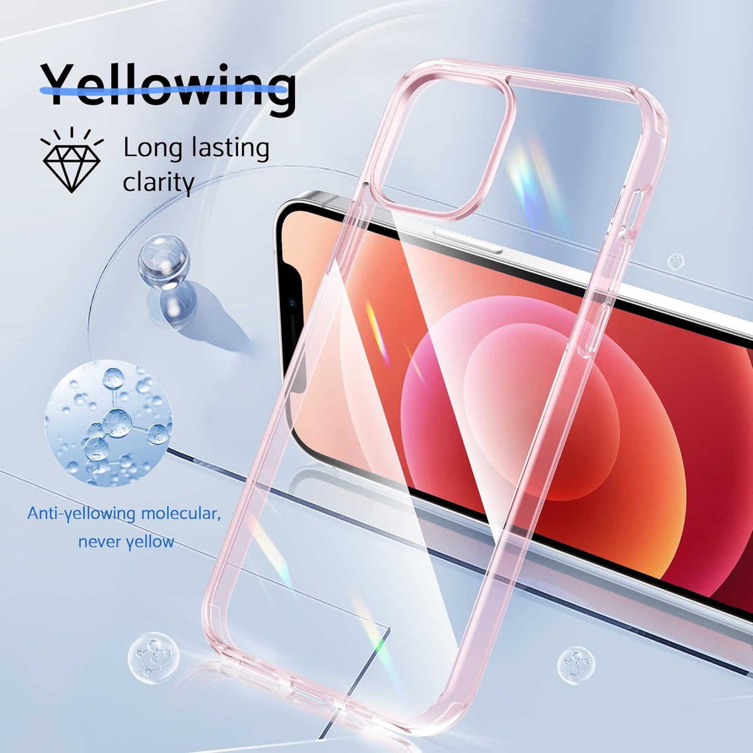 Crystal Clear Designed for iPhone 12 Mini Case, [Non-Yellowing] 15Ft Military Grade Shockproof Protective Cover