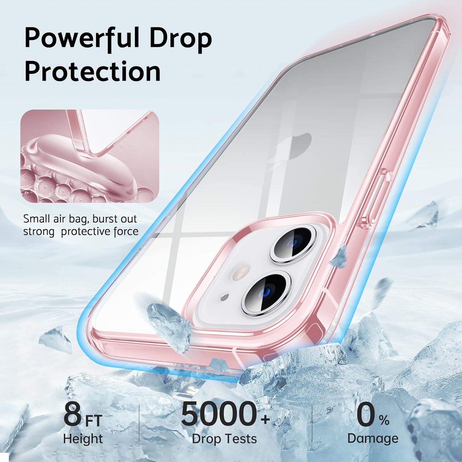Crystal Clear Designed for iPhone 12 Mini Case, [Non-Yellowing] 15Ft Military Grade Shockproof Protective Cover