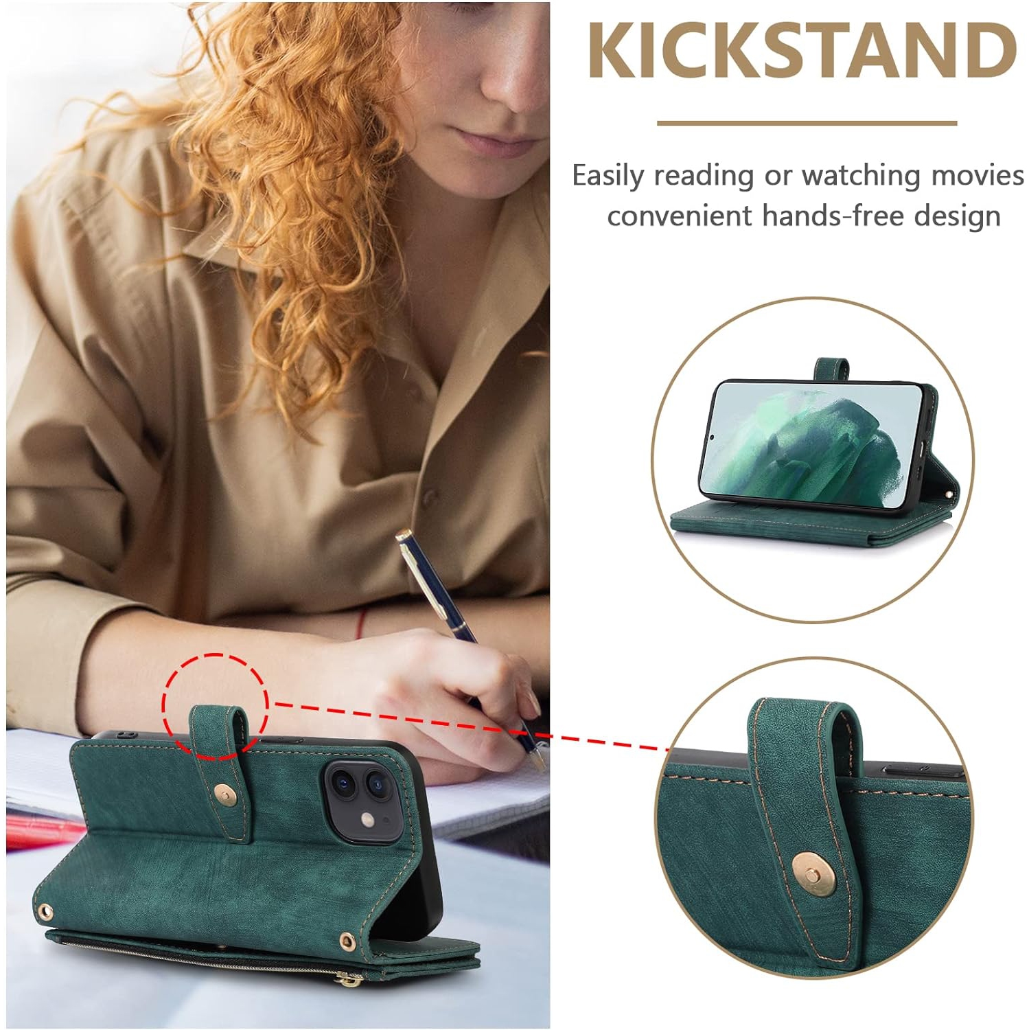 Crossbody Wallet Case for iPhone 12/iPhone 12 Pro 6.1 inch, 9 Card Slots Adjustable Crossbody Zipper Cover