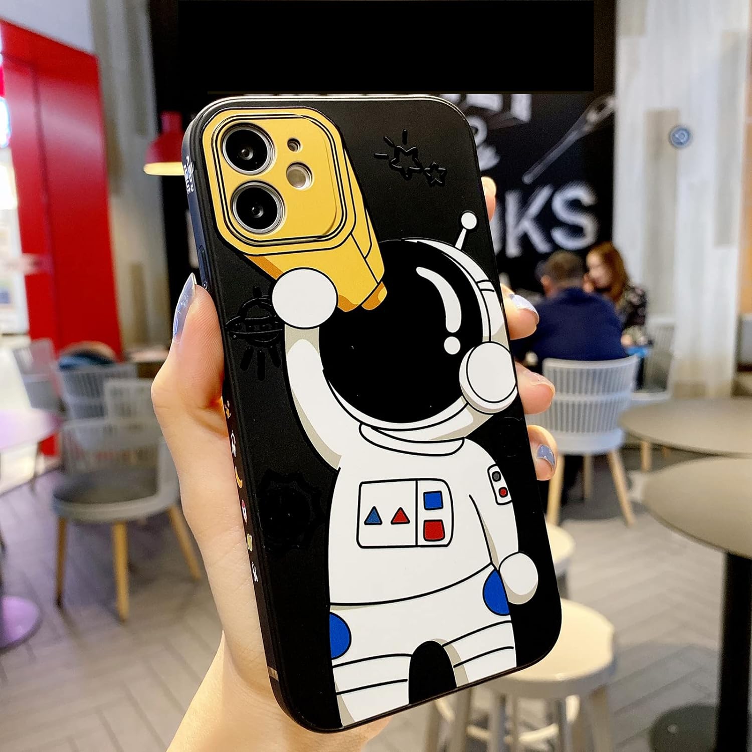 for iPhone 12 Mini Cute Case, Cool Cartoon Astronaut Space Design Stylish Bumper Soft TPU Rubber Protective