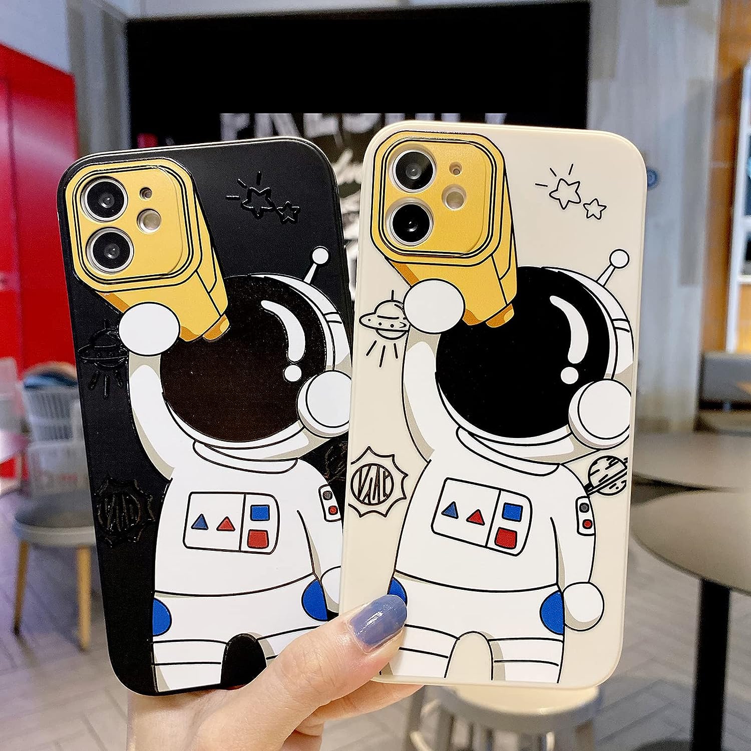 for iPhone 12 Mini Cute Case, Cool Cartoon Astronaut Space Design Stylish Bumper Soft TPU Rubber Protective