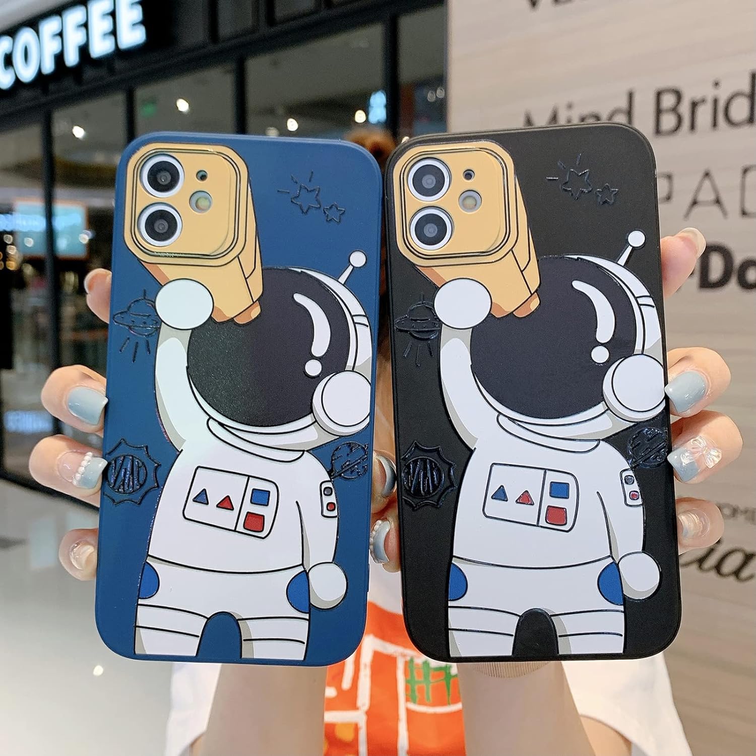 for iPhone 12 Mini Cute Case, Cool Cartoon Astronaut Space Design Stylish Bumper Soft TPU Rubber Protective