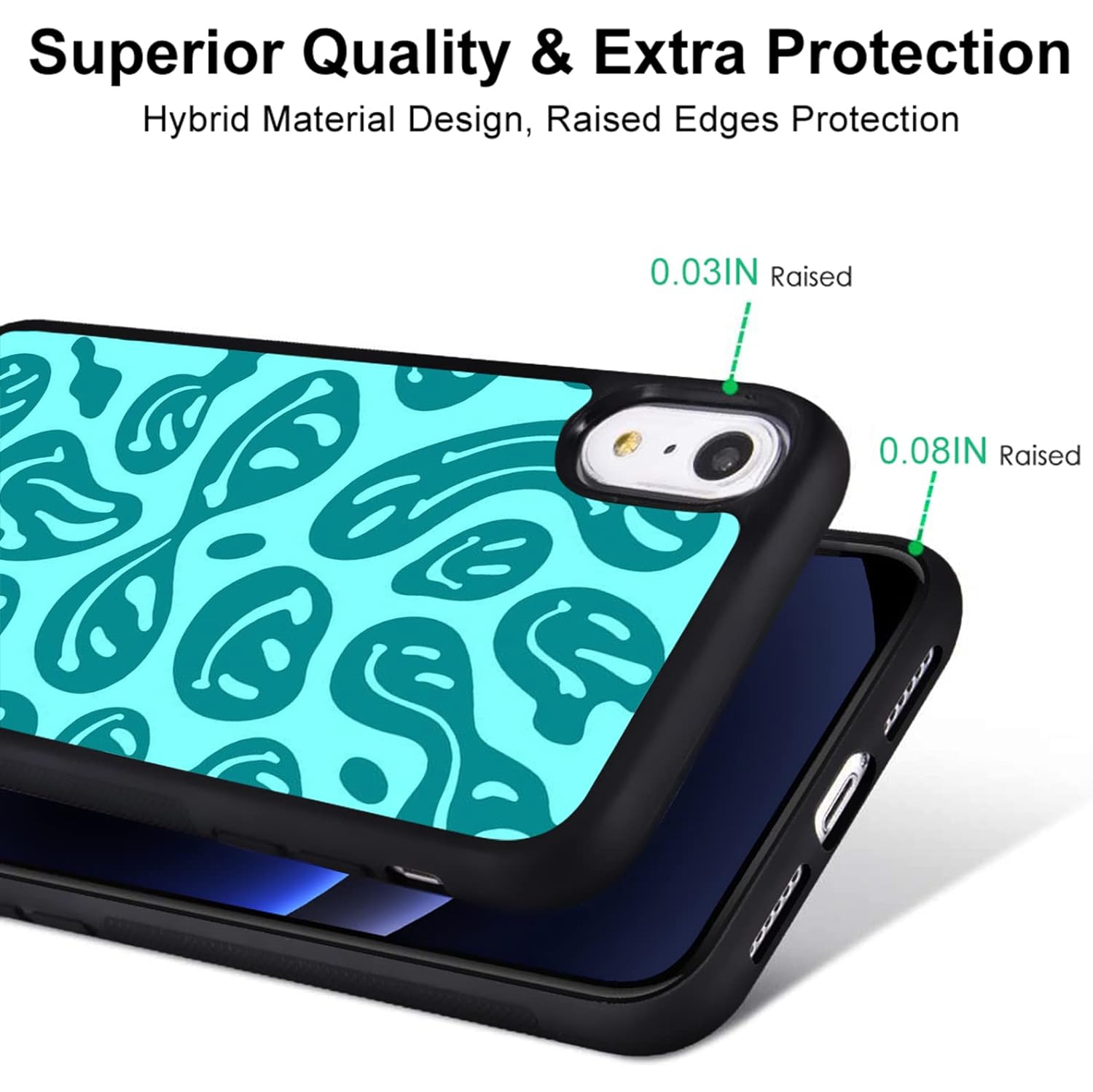 for iPhone XR Girls Women Cute Case Blue Trippy Smiley Face Print Soft TPU Hard Back Shockproof Anti-Scratch