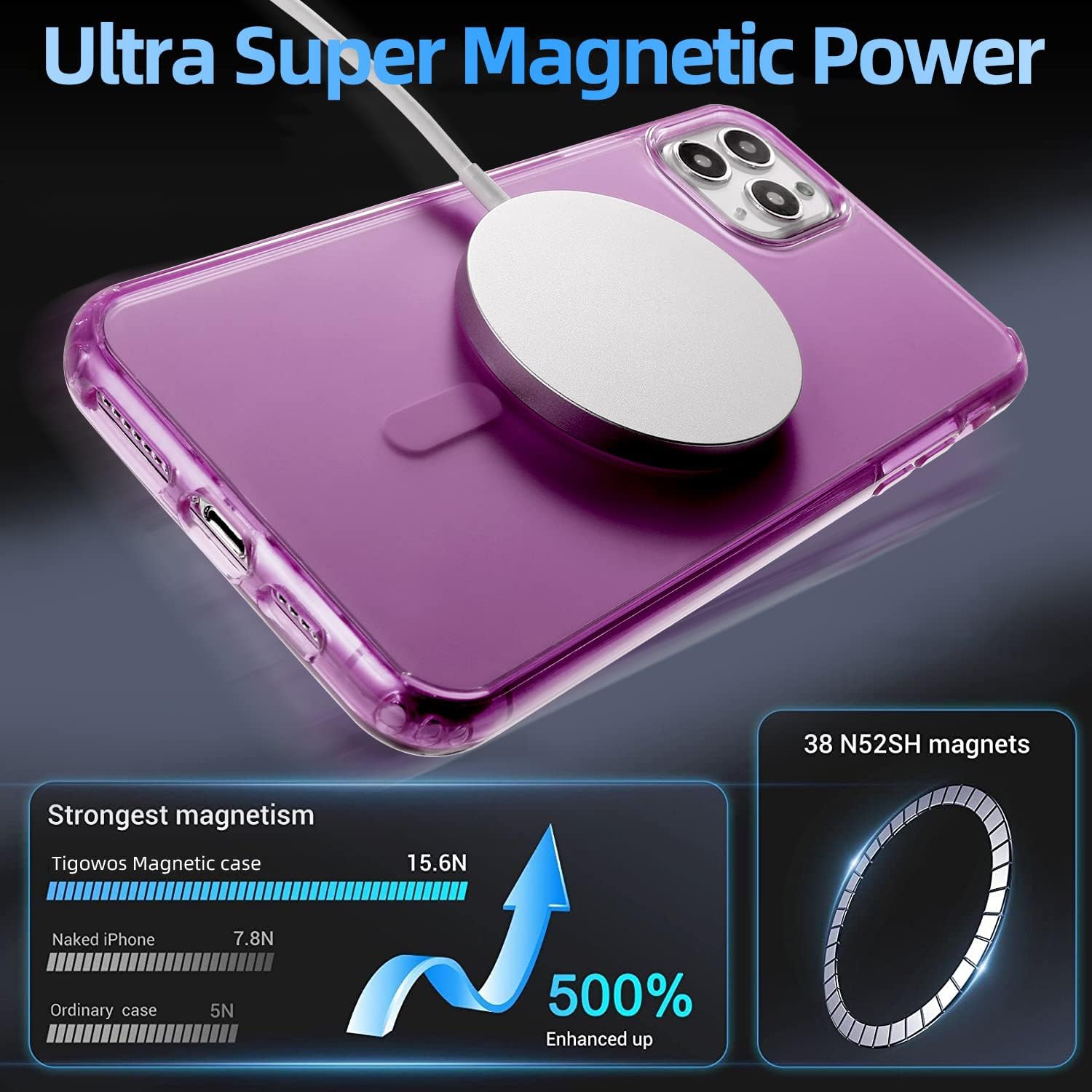 Translucent Magnetic Phone Case for iPhone 11 Pro Max with MagSafe Wireless Charging Anti-Yellow