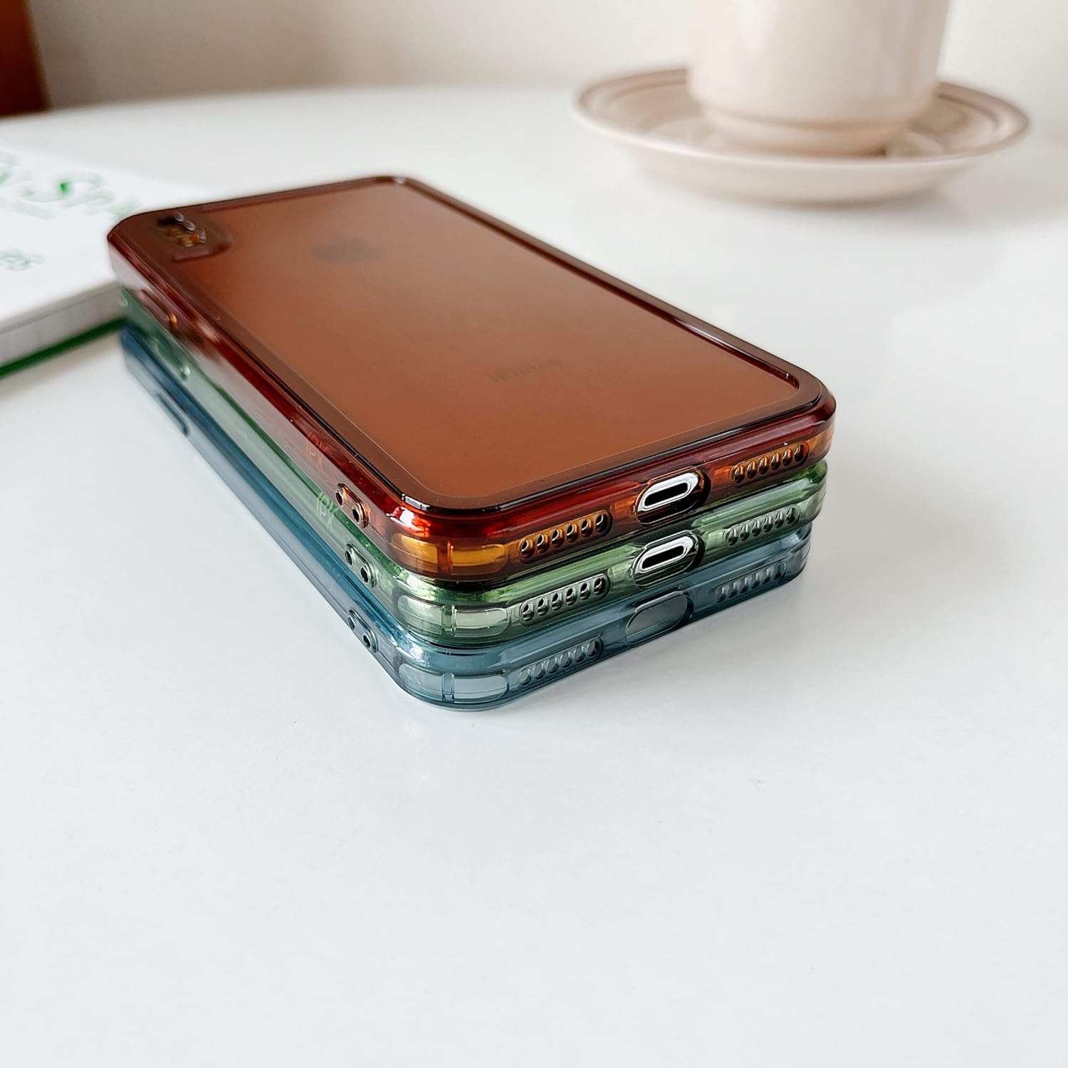 Case for iPhone XR,Clear Soft Silicone Bumper Protective Retro Color Transparent Shockproof Phone Case - Purple