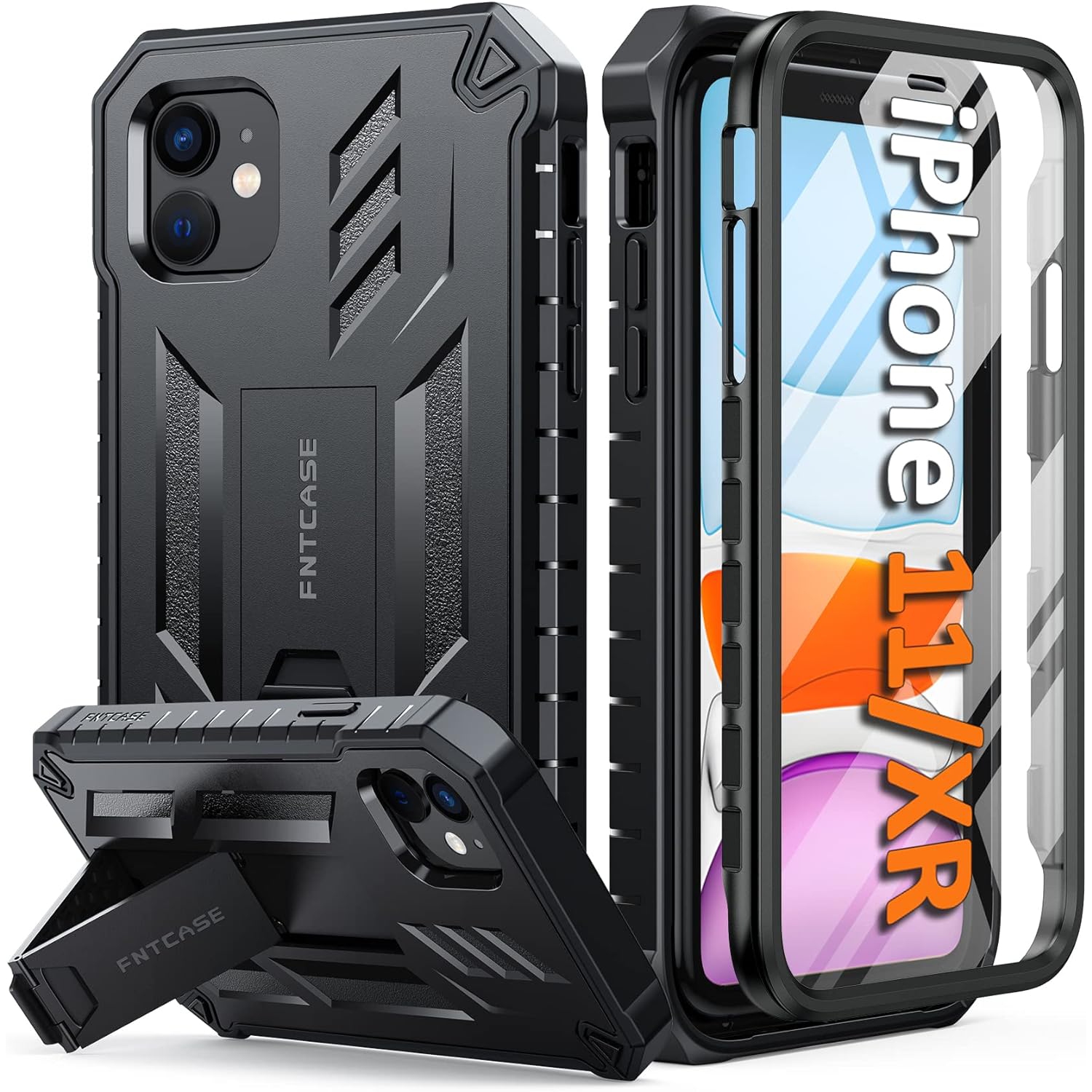 for iPhone 11 Case: for iPhone XR Case Military Grade Drop Proof Rugged Protective Phone Cover with Kickstand |