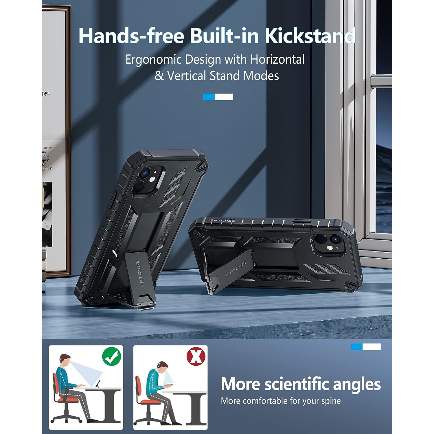 for iPhone 11 Case: for iPhone XR Case Military Grade Drop Proof Rugged Protective Phone Cover with Kickstand |