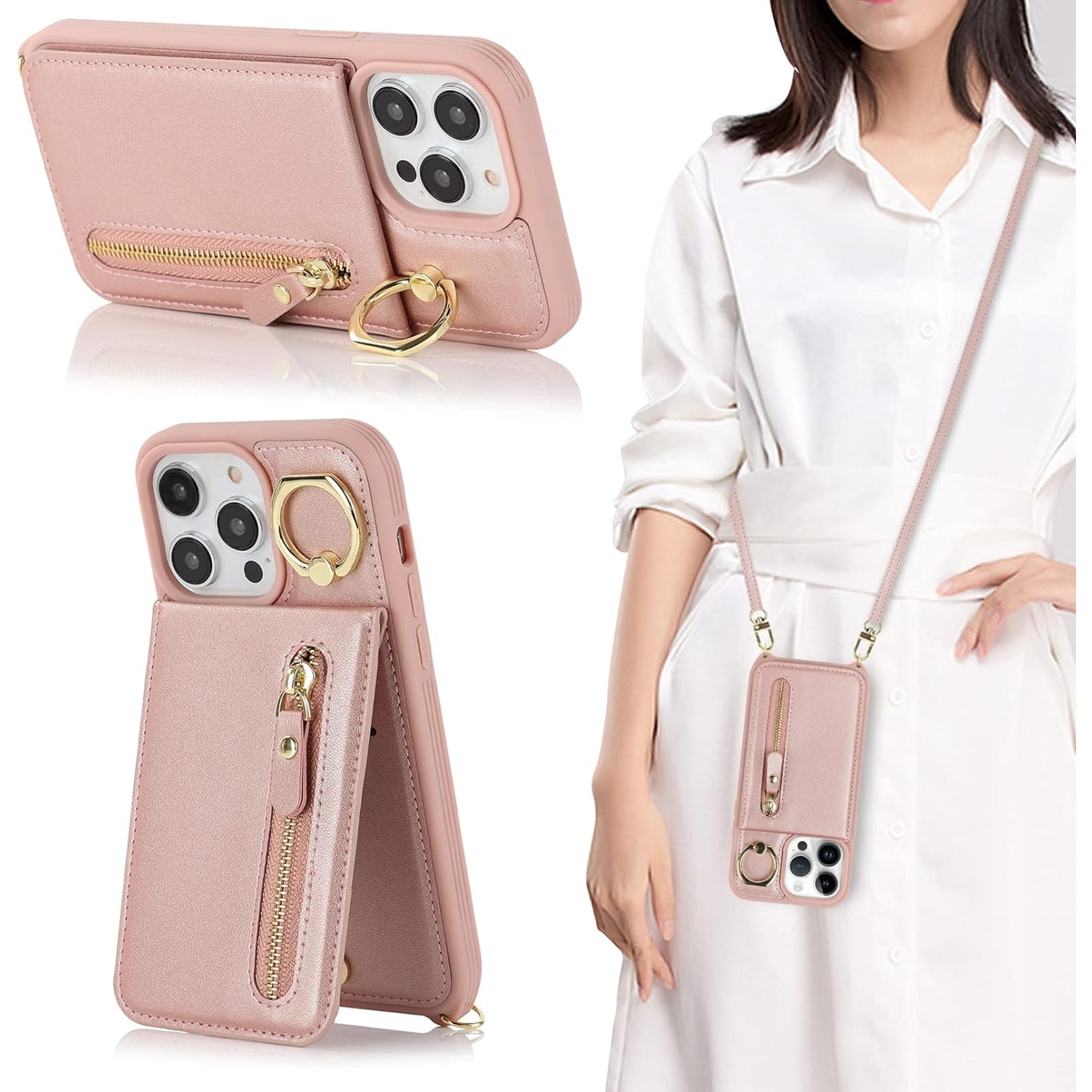 Crossbody Phone Case for iPhone 13 Pro Max Case with Card Holder,iPhone 12 Pro Max Case Wallet for Women Men